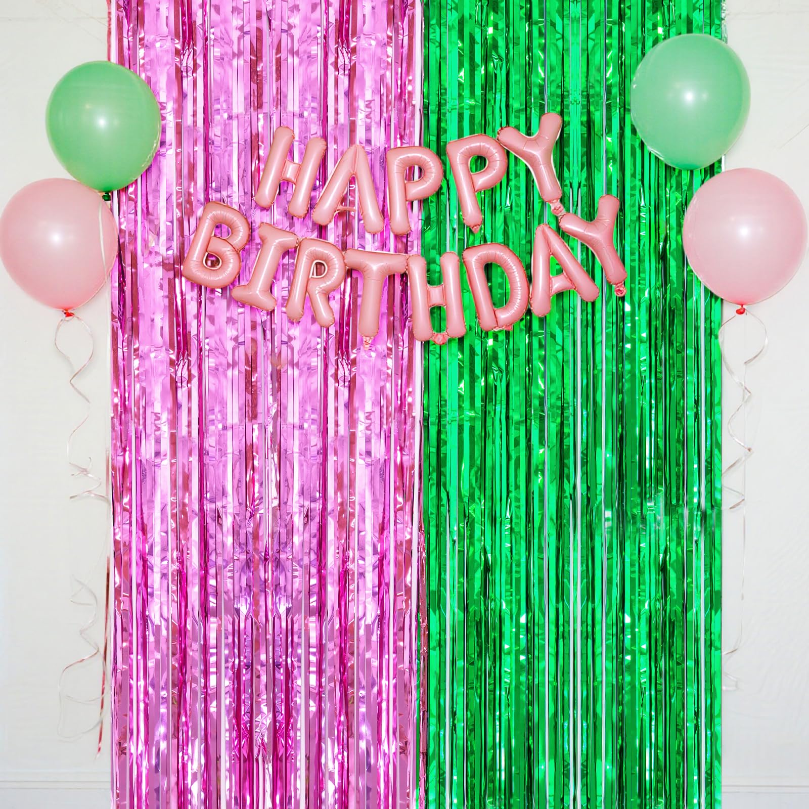 Lametta Gordijn Roze - Fuchsia Slingers Metallic Feest Gordijnen Verjaardag Fotowand Folie Franjes Slingers Decoratie voor Poppenhuis Mean Girl Kpop Beer Valentijnsdag Galentines Party