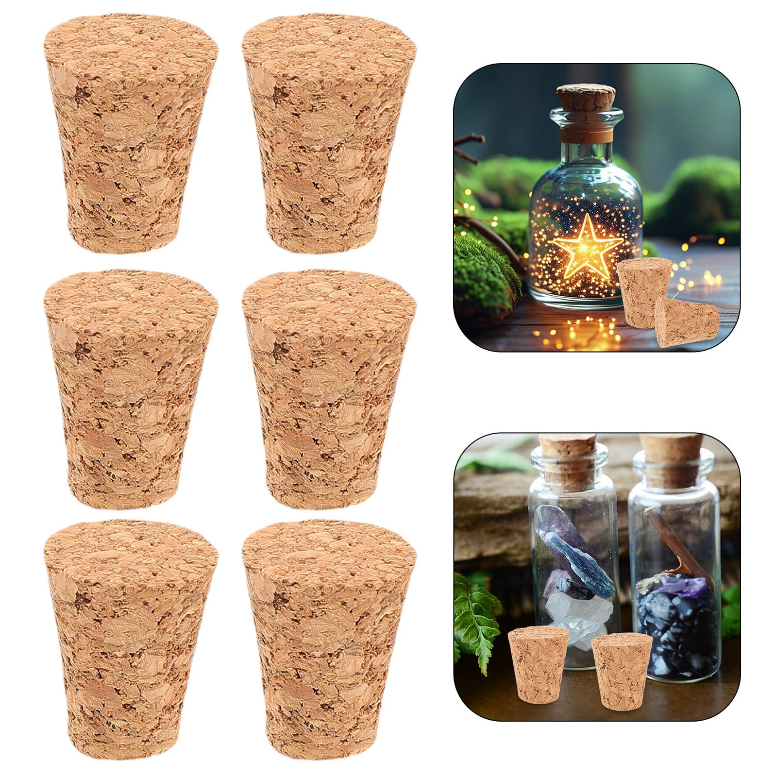 Tapones para Botellas de Vidrio 15 MM 20 Unidades, Corchos Cónicos de Madera Blanda para Elaboración de Vino Casero y Manualidades Infantiles