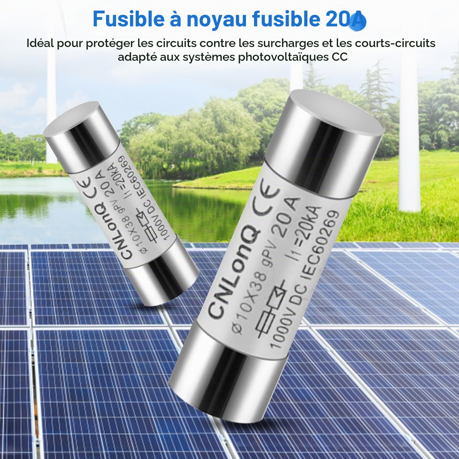 DEWIN Fusible Solaire PV, 10 pièces Photovoltaïque Fusibles gPV Type Fusible Link HSPV-30 10x38mm pour Système Solaire Photovoltaïque 20A DC 1000V