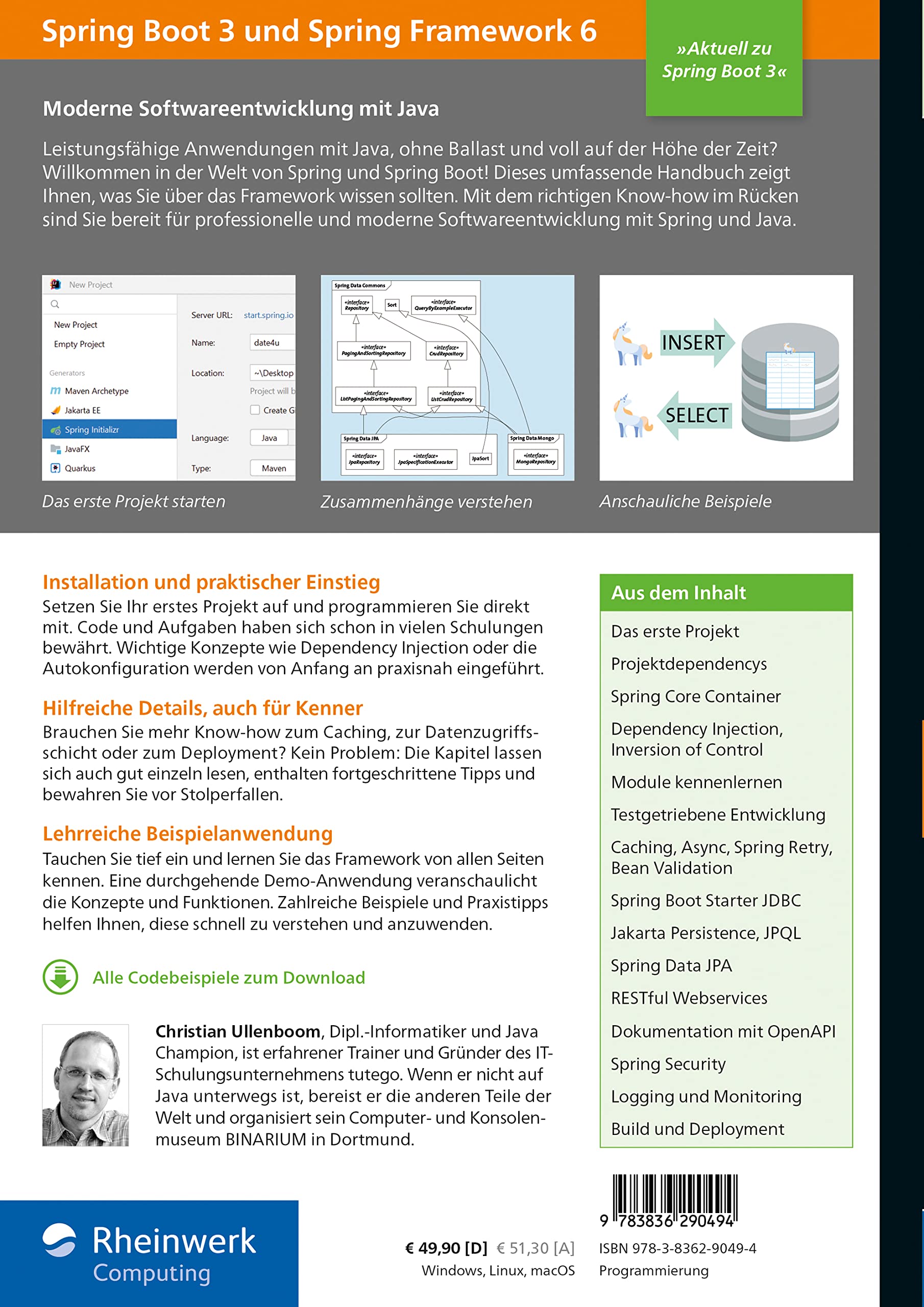 Spring Boot 3 und Spring Framework 6: Das umfassende Handbuch zu professionellen Enterprise-Anwendungen mit Java – Einführung, Praxistipps, Design und Patterns