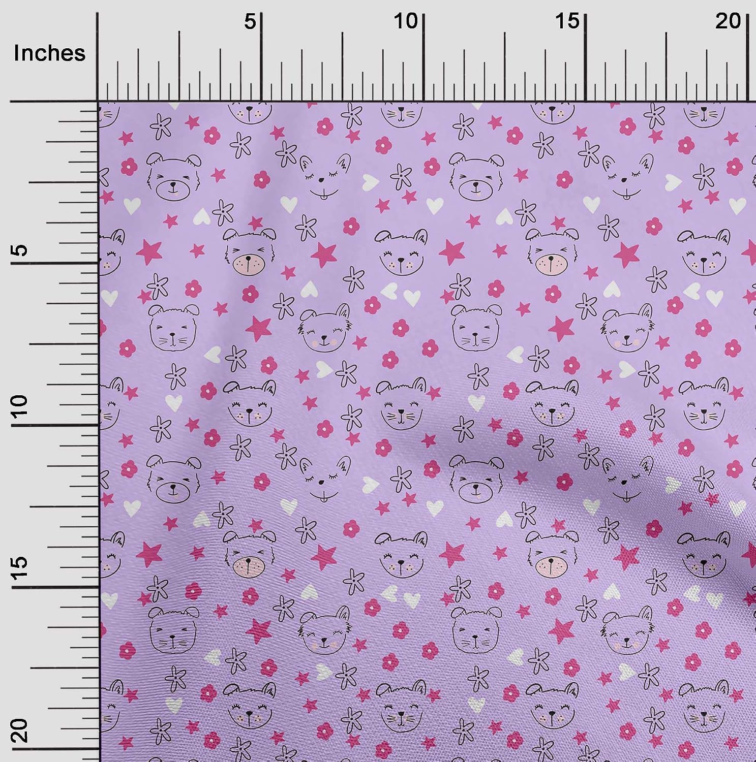 oneOone Cotton Flex Purple Fabric Kids Animal Dress Material Fabric Print Fabric By The Yard 40 Inch Wide-385