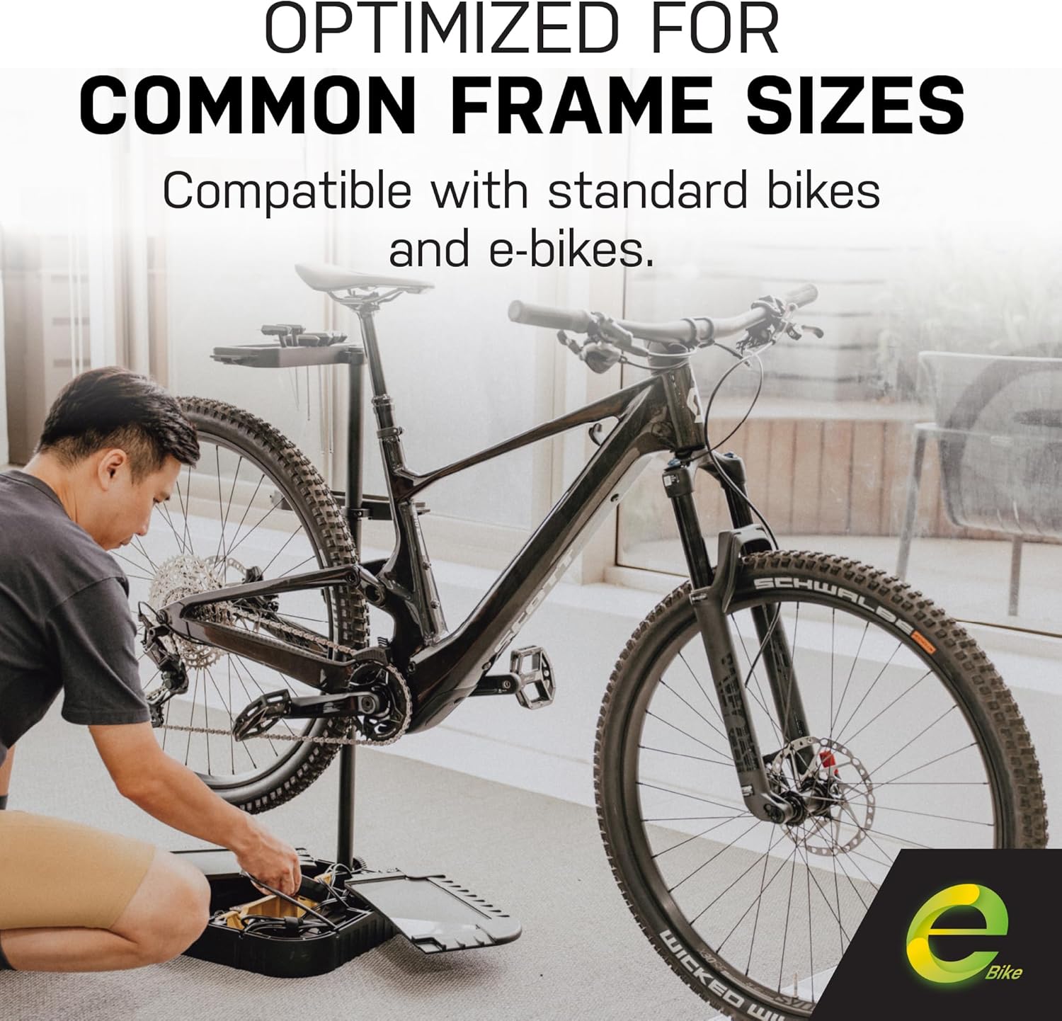 Topeak Tune-Up Station – All-in-One Bike Storage & Charging Stand with Adjustable Tool Organizer Box, Modular Add-On Support, 35 kg/77 lb Capacity, Aluminum Frame for Home or Garage Bike Setup