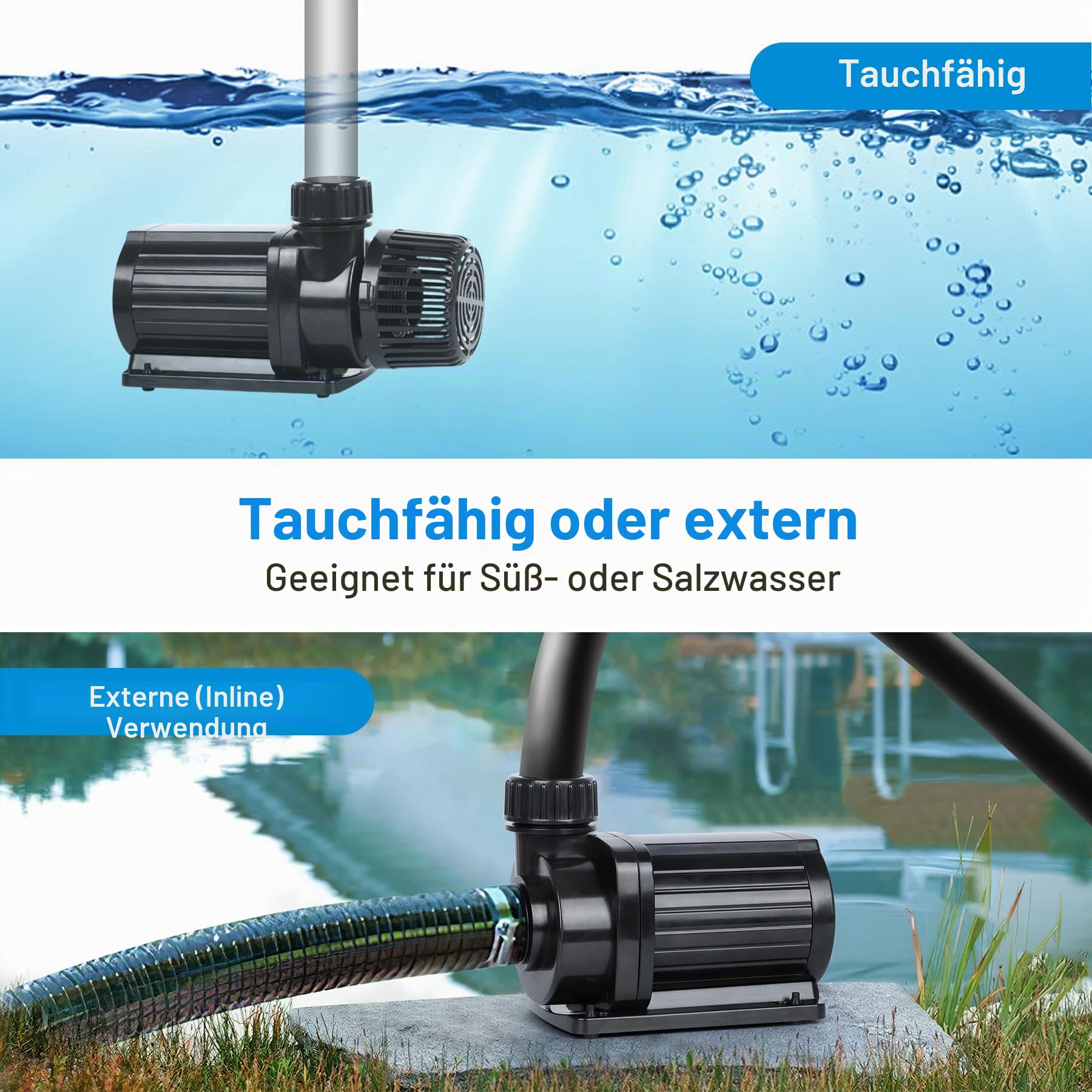Forever Speed ECO Teichpumpe Filterpumpe Bachlaufpumpe für den Gartenteich 10000L/H 90W