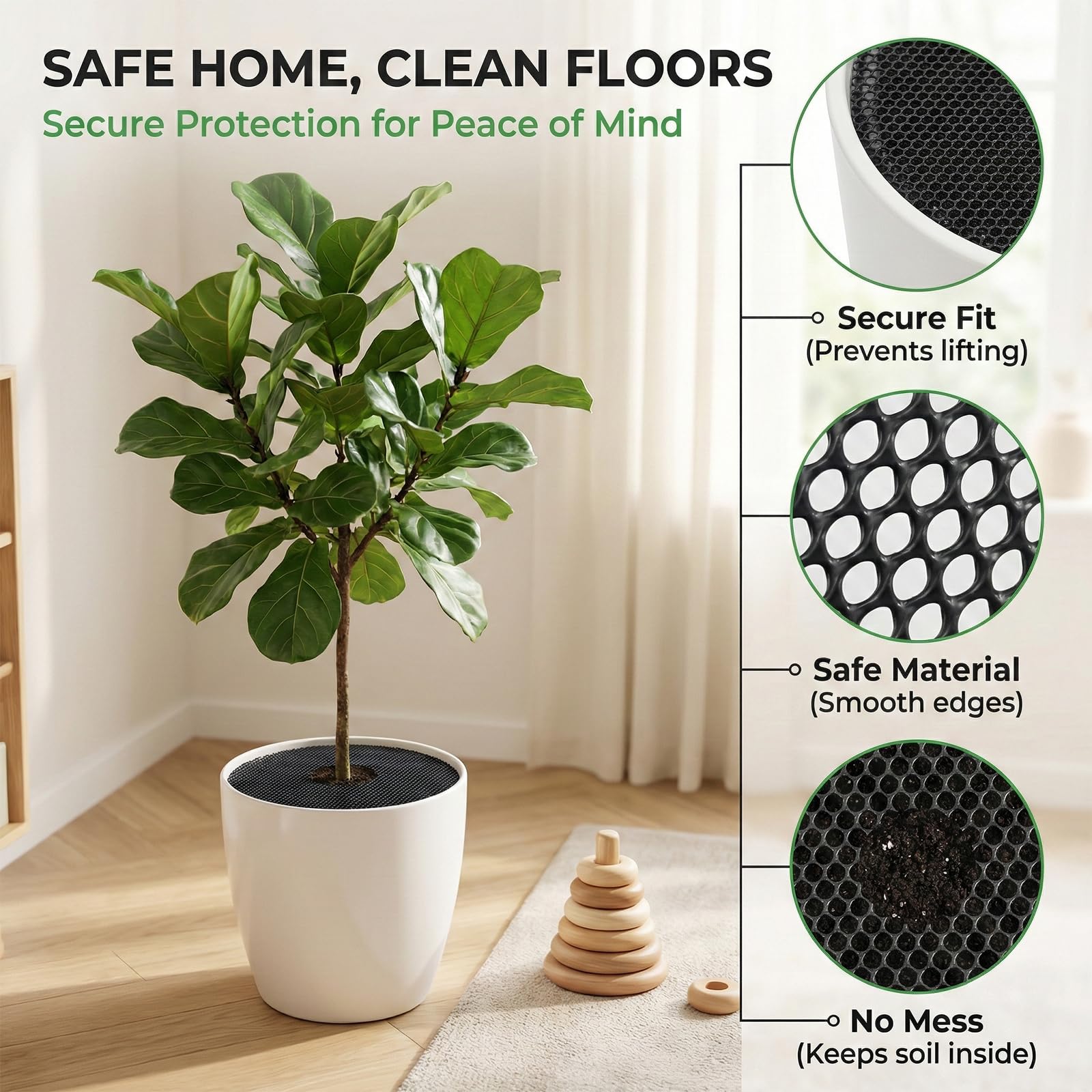 Blumentopfgitter, 6 Unidades de Rejilla y Cubierta Protectora de Plantas, Red de protección de 30 cm para Gatos y Animales, protección para jardín y balcón