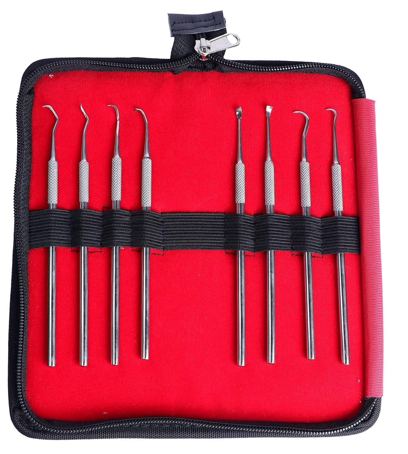 Dental Scaler Kit, 8 Pcs Stainless Steel Dental Tools, Oral Care Probes Set with Zipper Bag