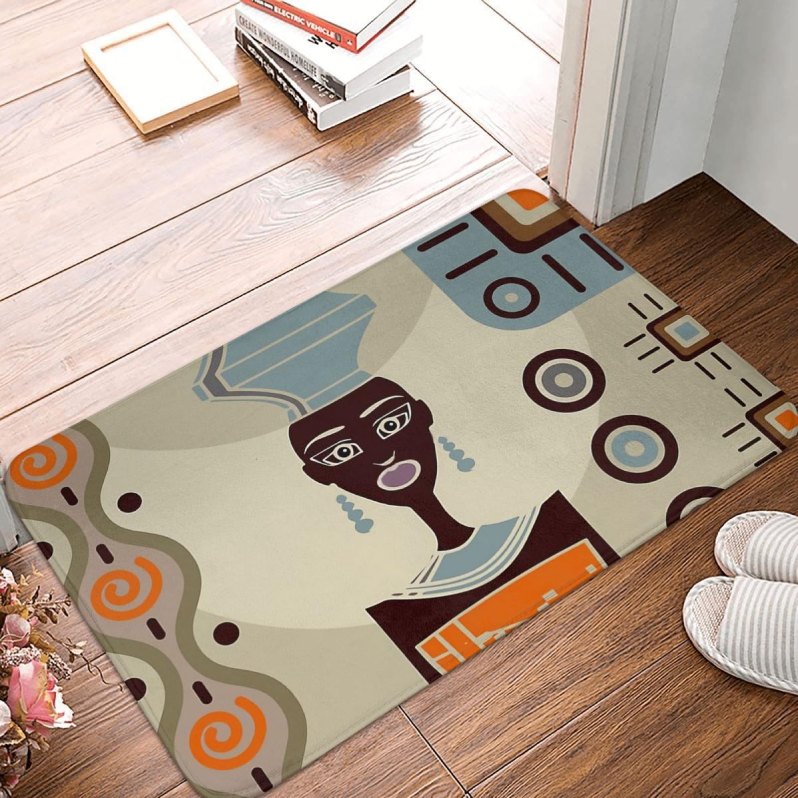 Tapis de porte d'entrée au design ornement ethnique africain haut de gamme