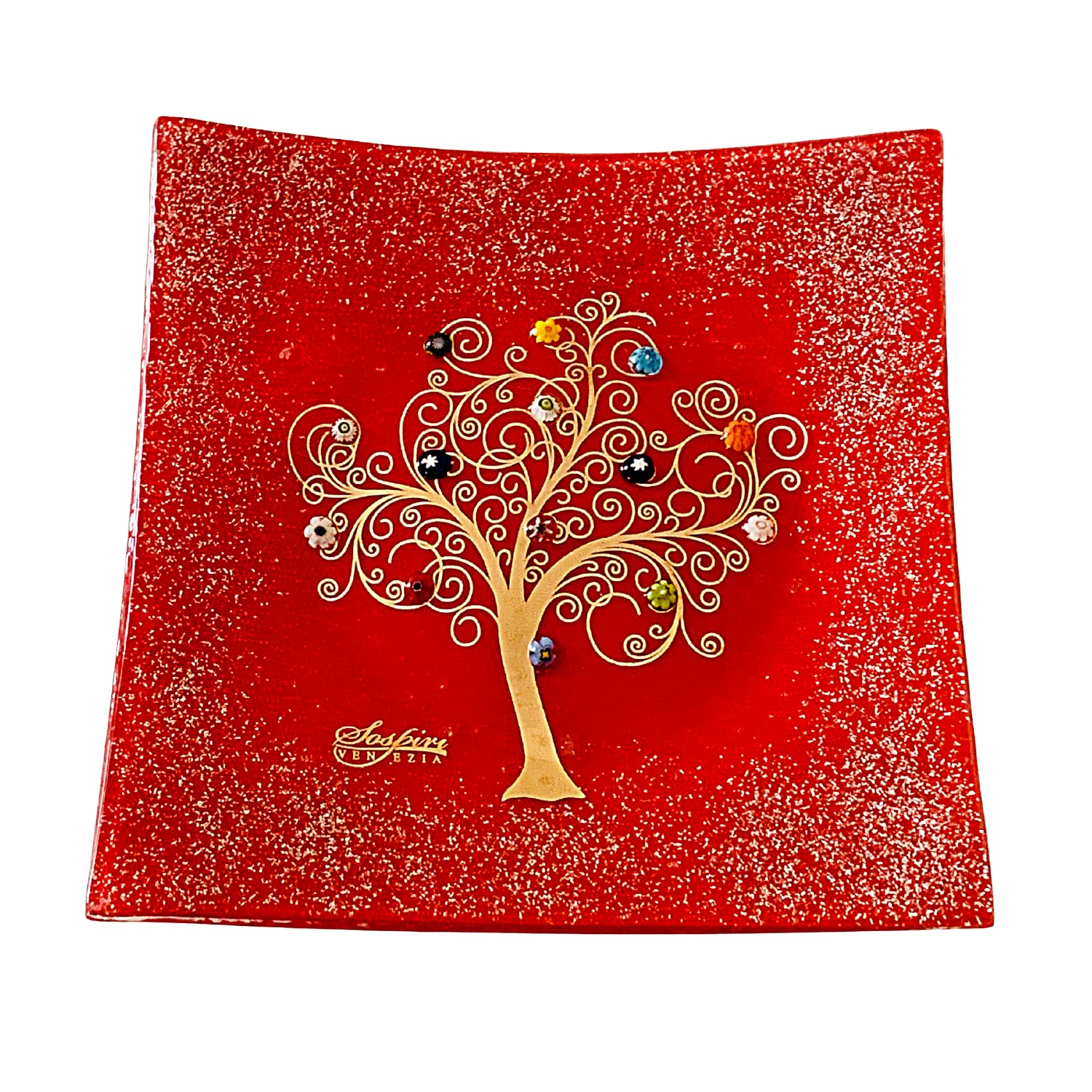Svuotatasche In Vetro Di Murano Con Albero Della Vita - Decorazione Italiana | Idea Regalo - Foto 3