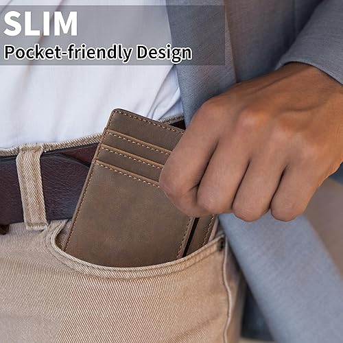 Vista 13 de Cartera Chelmon Slim RFID - Cartera de bolsillo frontal minimalista para tarjetas de crédito delgadas Negro carbón,Rosa,Negro (Black Cross),Gen