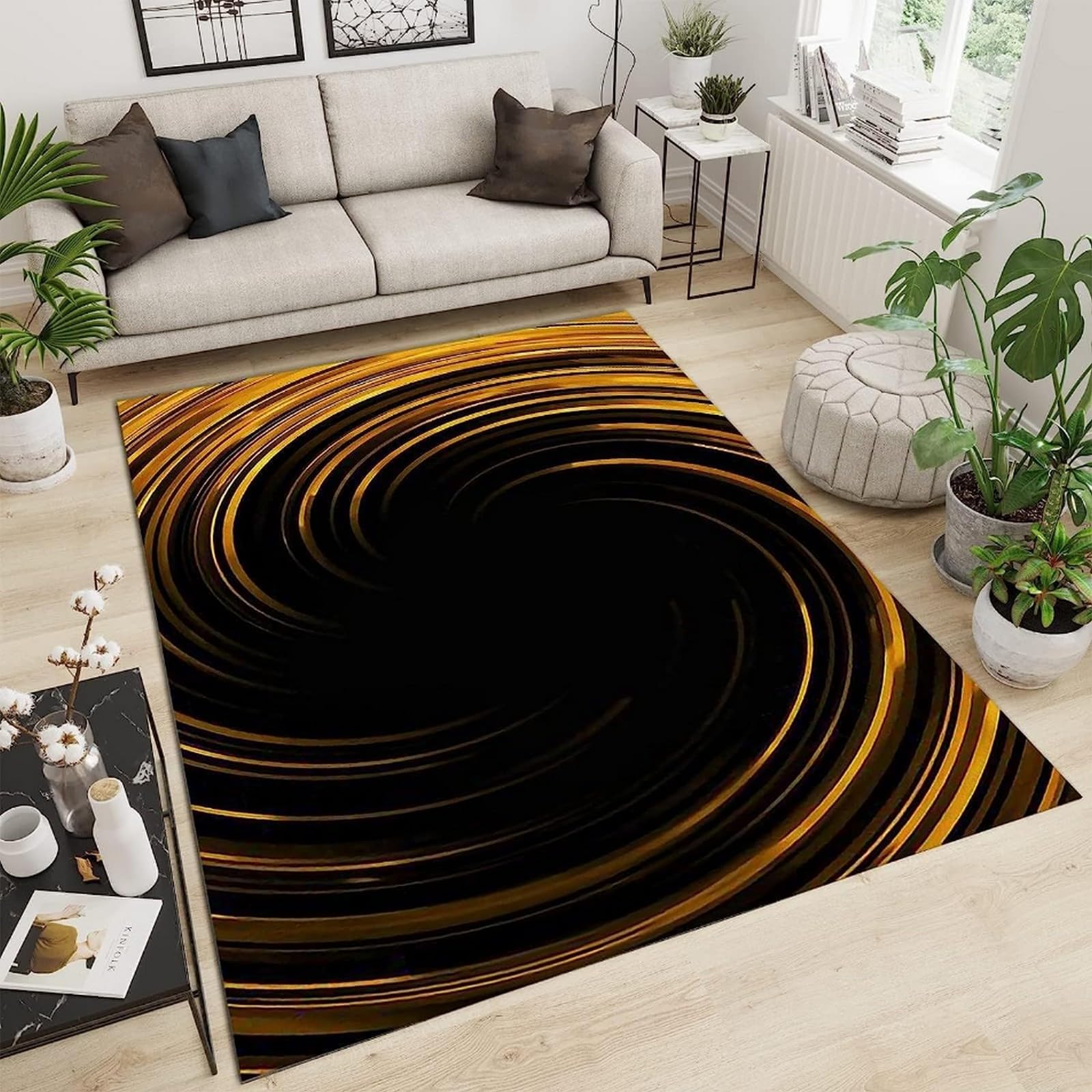 Tappeti 3D Strisce Di Turbinio D'Oro Di Lusso Retrògaming Tappeti Per Bambini Adolescenti Tappeti Camera Da Letto Soggiorno Tappeti Salotto Bagno Cucina Moderni Lavabile Antiscivolo Gamer Ro -0H4I5L8L
