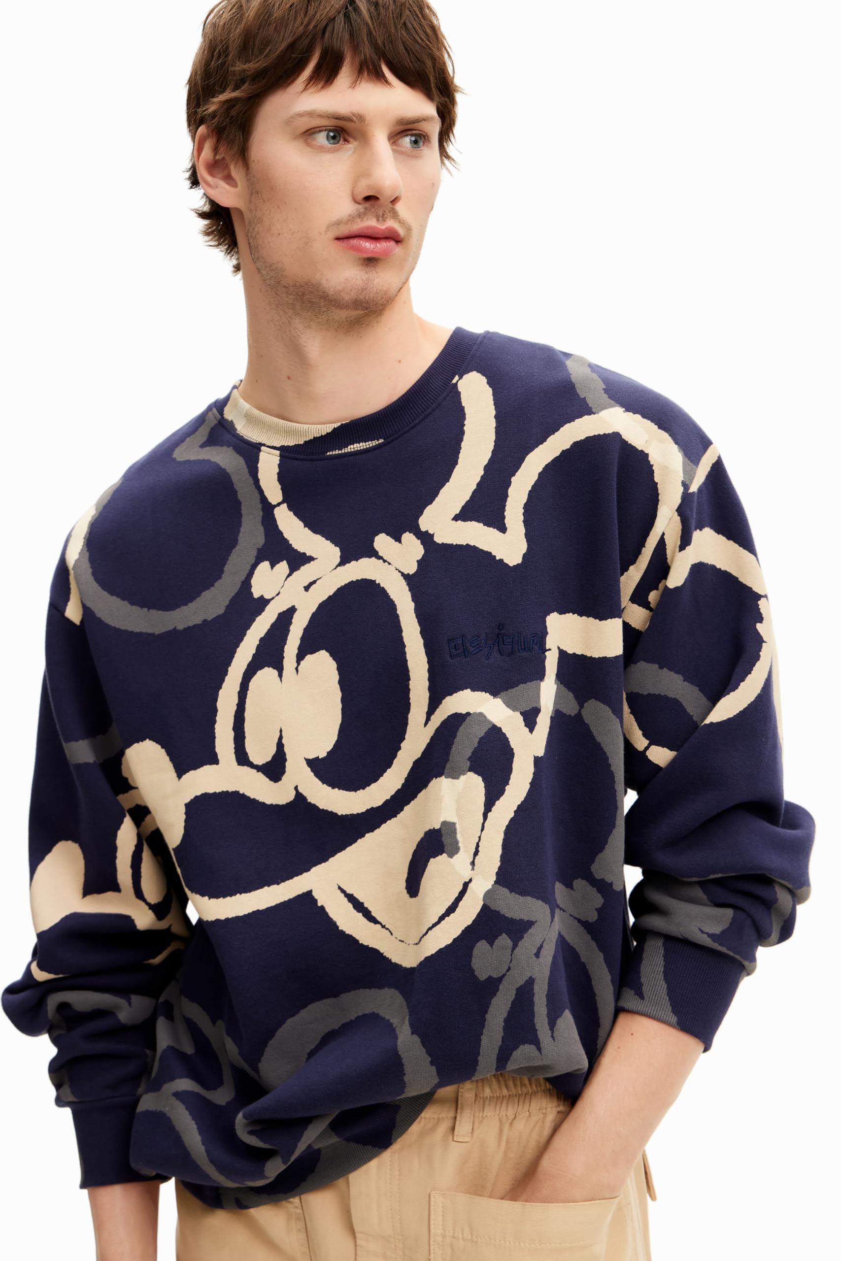 Desigual Man Knit Sweat-Felpa A Maniche Lunghe Uomo