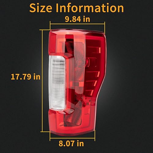 Miniatura 5 de Conjunto de luz trasera trasera izquierda del lado del conductor compatible con Ford F-250 F-350 2017-2019 Super Duty luces traseras de freno de