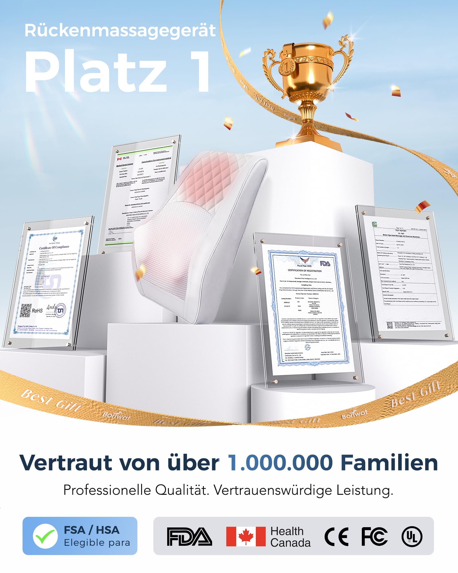 Massagegerät, Nackenmassagegerät mit Wärme, Shiatsu Massage Matte, 3D Knet Rückenmassagegerät für Nacken, Schulter, Rücken, Beine, Geschenke für Männer, Frauen, Mama, Papa, Freund, Lehrer