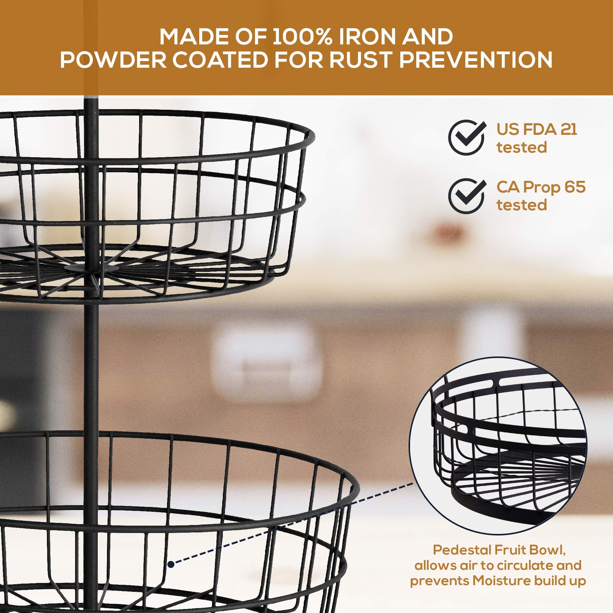 Buy 3 Tier Fruit Basket French Country Wire Baskets by REGAL TRUNK