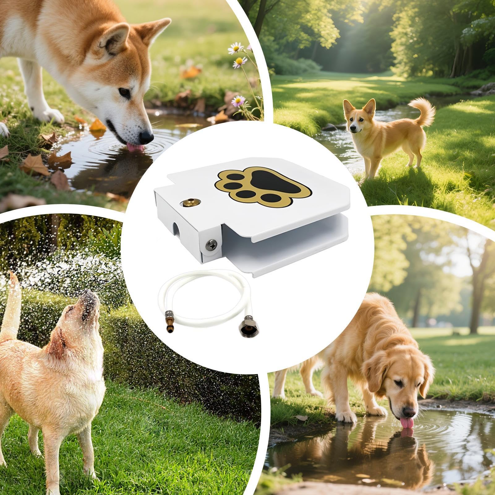 Fontana Acqua per Cani da Esterno,Gioco Idrico ad Attivazione con | Dispenser Acqua Regolabile Per Cuccioli Da Giardino Cortile All'Aperto