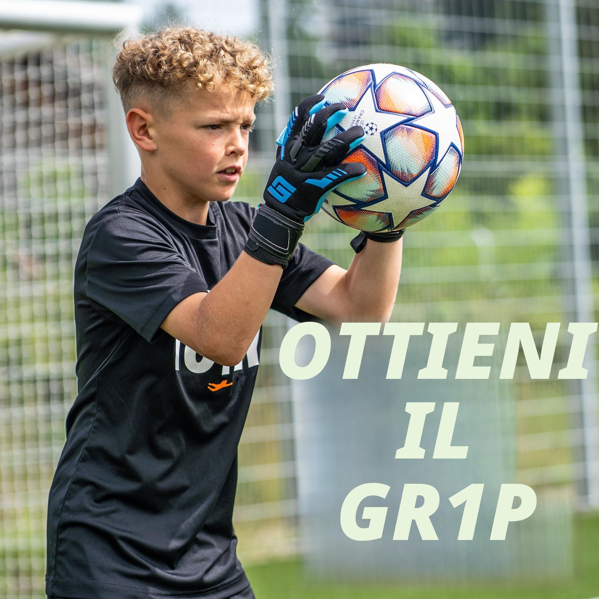 GRIPMODE Guanti da portiere per bambini Aqua Junior 2.0 - Guanti da portiere con ampia superficie di presa - Guanti da portiere di calcio con lattice Griptec da 3 mm per una presa extra - misura 4-6