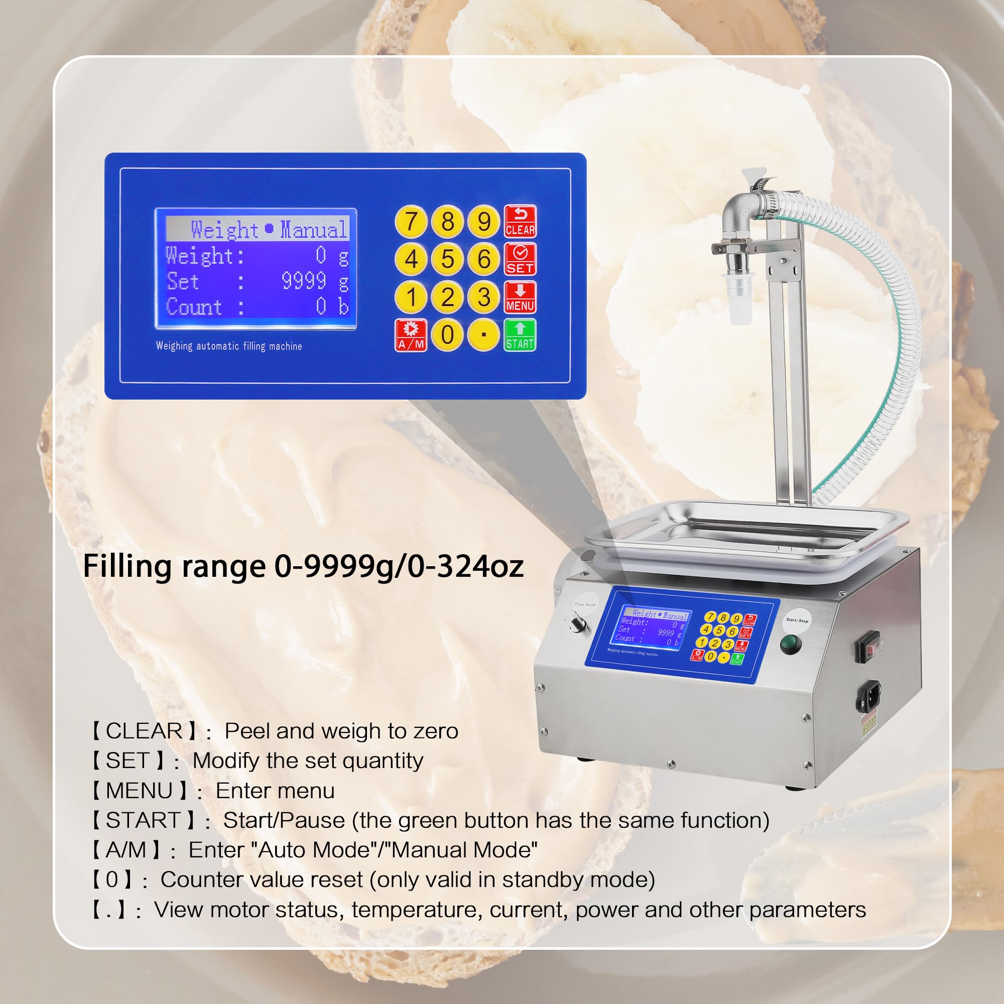 Efficiente riempitrice di liquidi, riempitrice di bottiglie da 20 ml-10000 ml, riempitrice per pesatura a pompa peristaltica per liquido viscoso di marmellata di miele