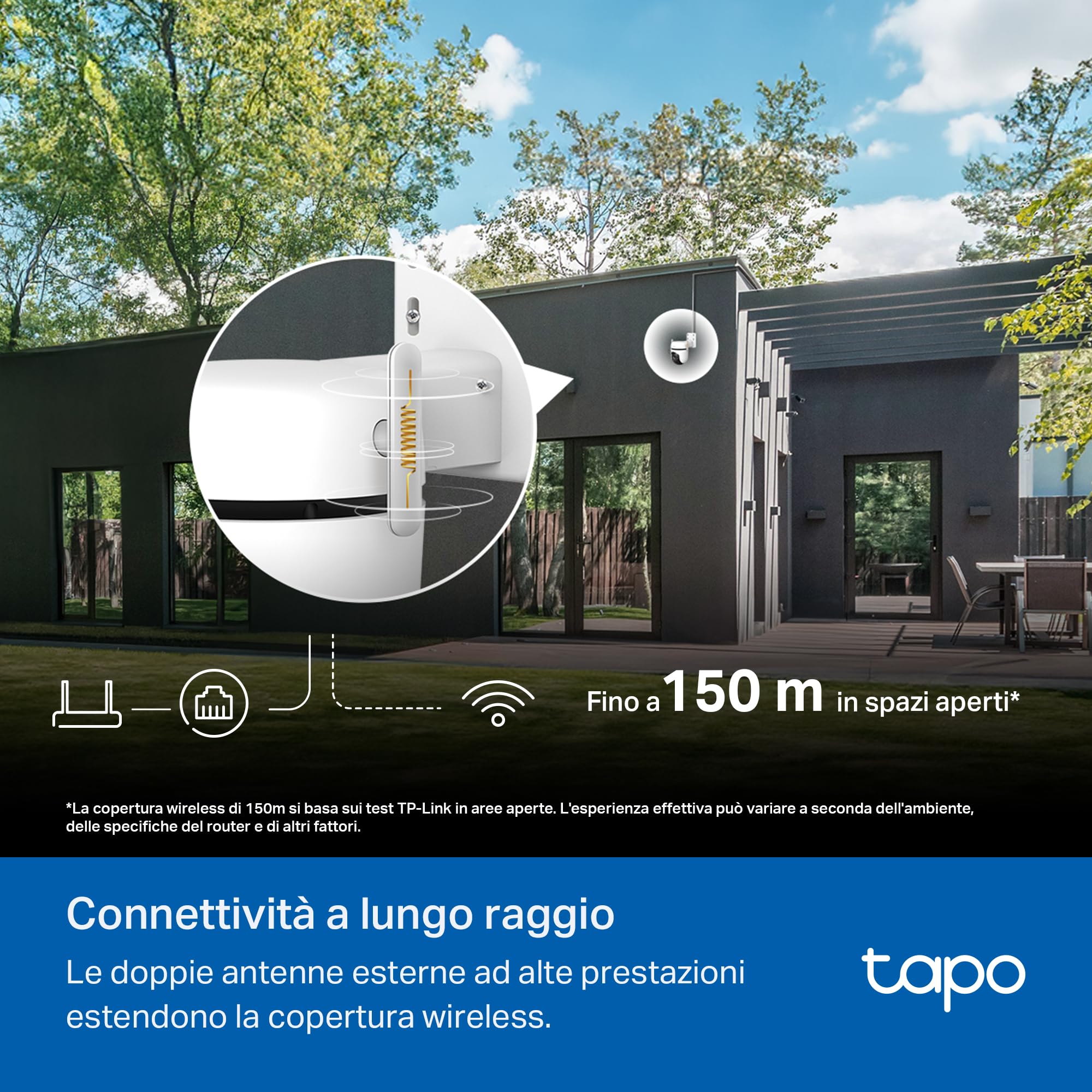 Tapo C530WS Telecamera Wi-Fi Esterno 3K 5MP 360° Visione Notturna a Colori Starlight Rilevamento AI IP66 Wi-Fi Ethernet Allarme Sonoro Luminoso MicroSD 512 GB