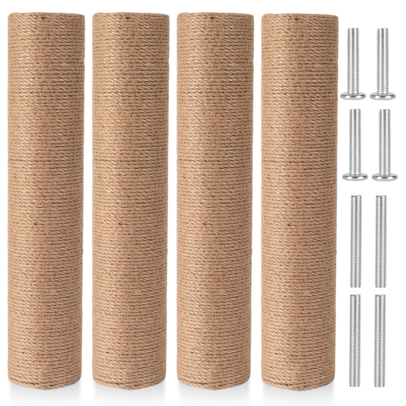Kit di 4 pezzi di ricambio per tiragraffi per gatti, tiragraffi lungo 30 cm in sisal naturale, colonna da graffiare con viti M8, parti di ricambio per ristrutturazione e tempo libero creativo