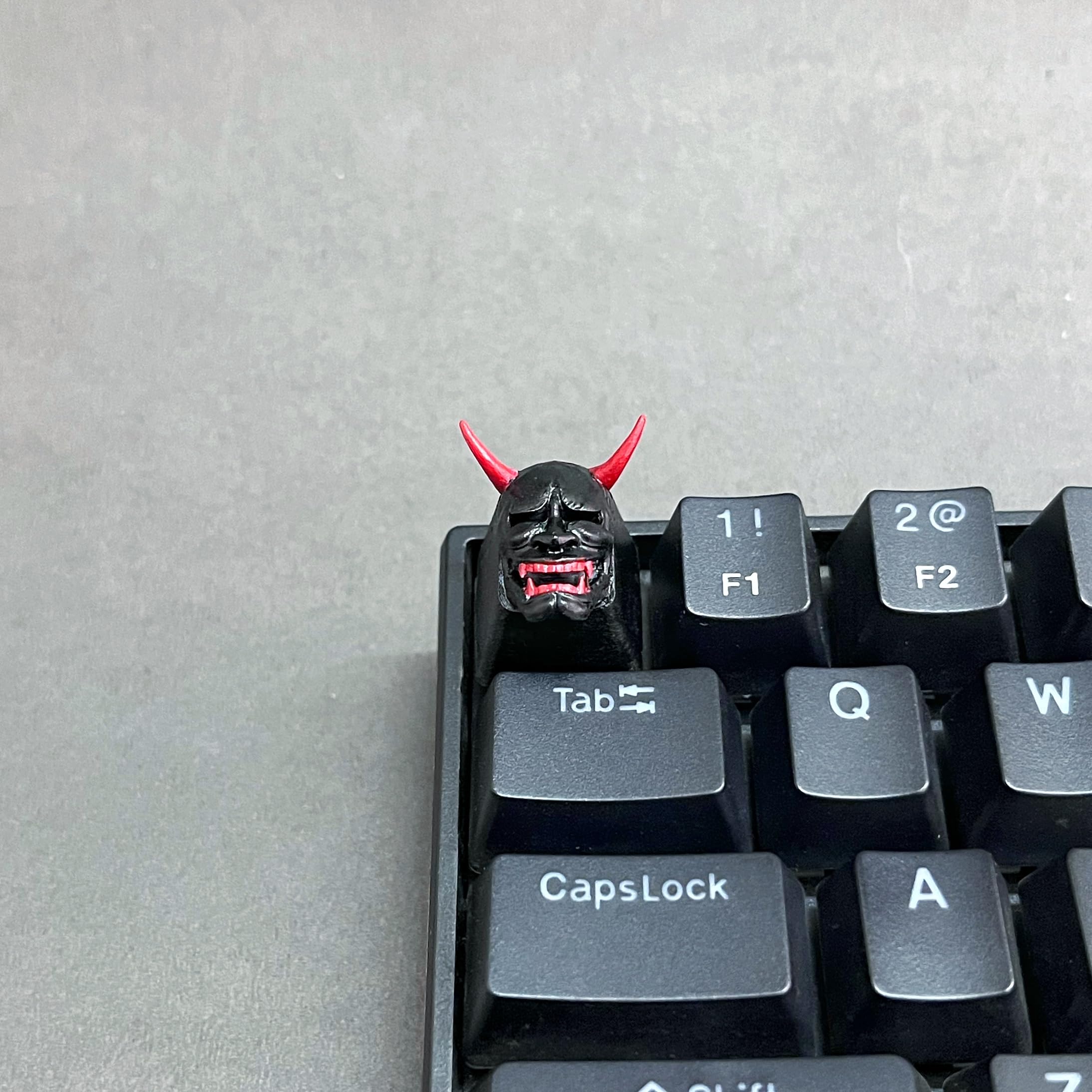 Demon Artisan Keycap, Resin, Hand-Painted, Black and Red, Devil Face Design, Compatible with MX Switch Mechanical Keyboards-image-29