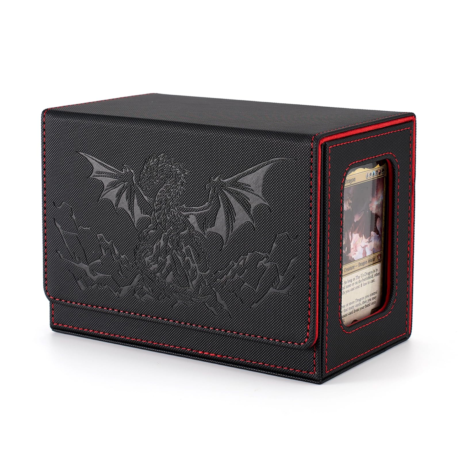 Venssu MTG Deck Box for Commander Display with Dice Tray, Deck Case Fits 160 Double Sleeved /200 Single Sleeved trading Cards, Storage Box TCG with 2 Dividers and 1 Magnetic Card Holder (Dragon)