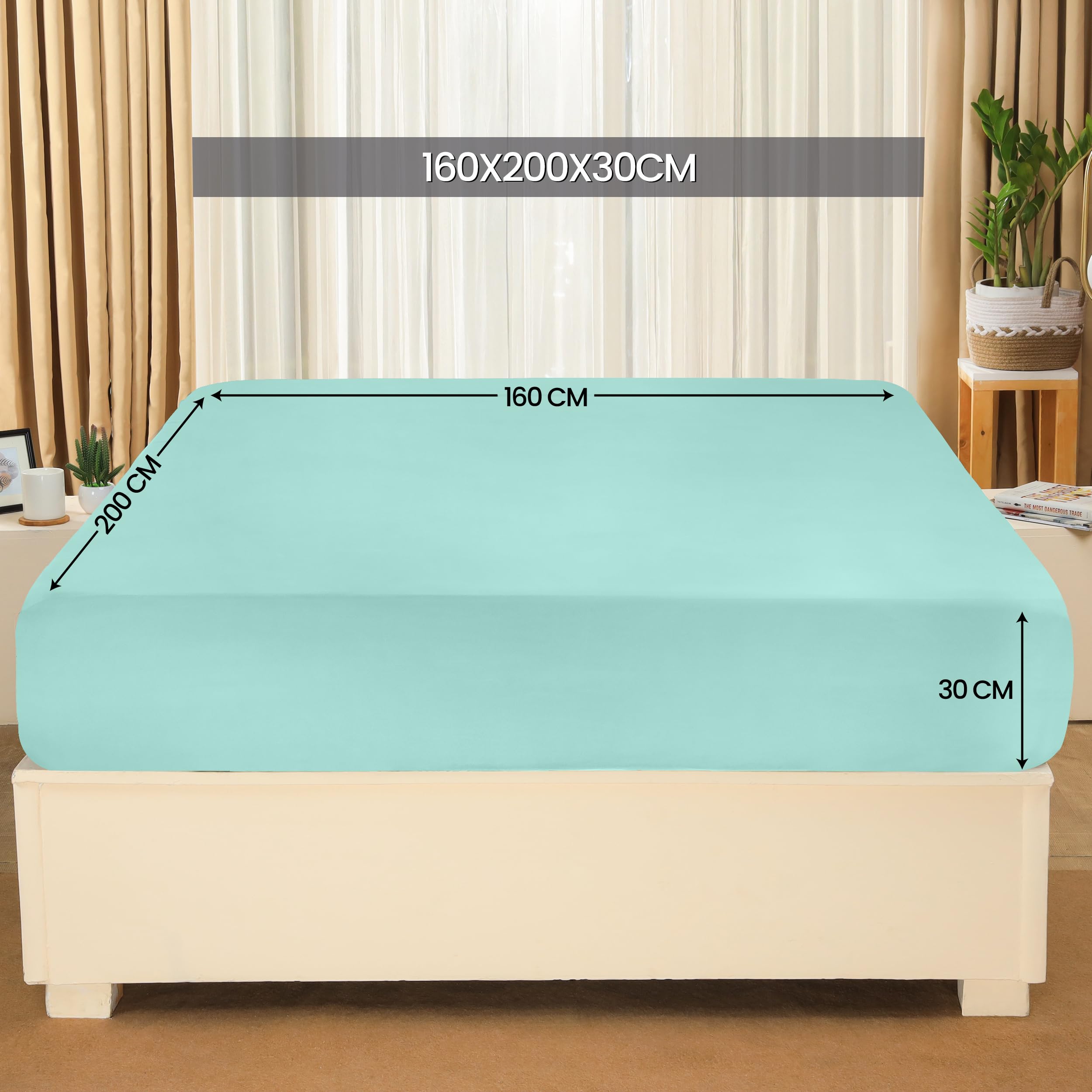 Utopia Bedding Lenzuolo con Angoli, Una Piazza - 160x200x30 cm - Blu Spa - Microfibra di Poliestere Spazzolato - Lenzuolo Sotto con Angoli Elasticizzato