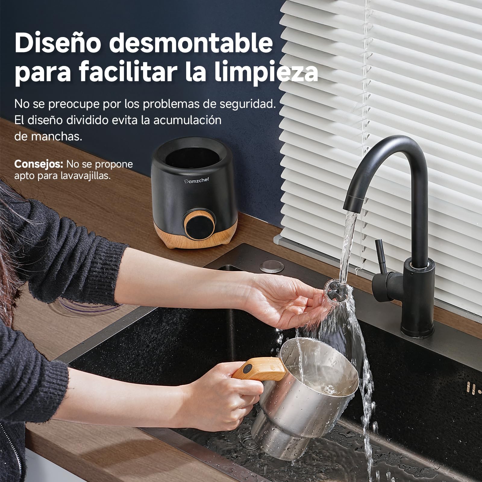 AMZCHEF Espumador de Leche Eléctrico 8 en 1, 550W y 600ml - Calienta Leche Fría/Caliente, Espuma Densas, Chocolate Caliente, Leche de Soja, Anti-quemadura, Fácil Limpiar, para Cappuccino y Latte