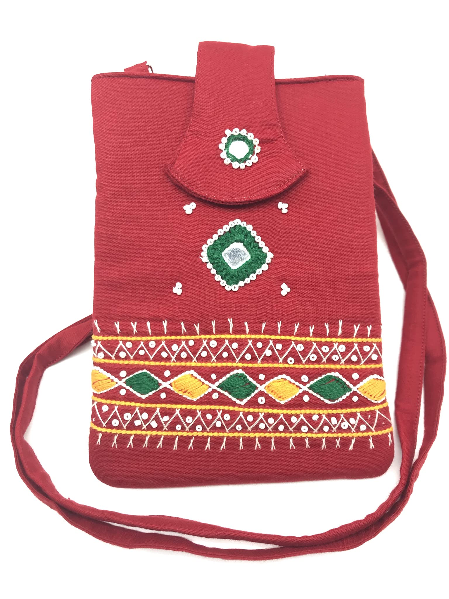 srishopify handicrafts SMALL Stylish Mobile Pouch Sling Bag for girls to carry phone and cards crossbody purse embroidery designs handmade sling bag Red Small Crossbody purse 7x4 inch MINI (B095NBX6X2) Amazon Price History, Amazon Price Tracker