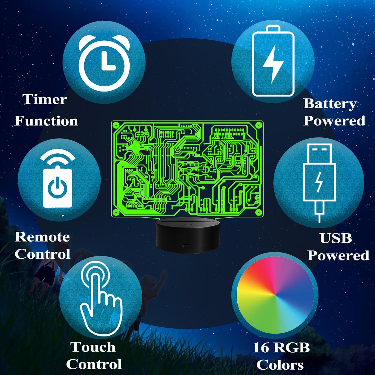 Geeky Computer Gifts, Gift for Coders, Cybersecurity Geek 3D Illusion Night Light with RGB Flshing, 16 Colors Changing, Remote Control with Timer, IT Tech Support Geek Decoration for Office Room