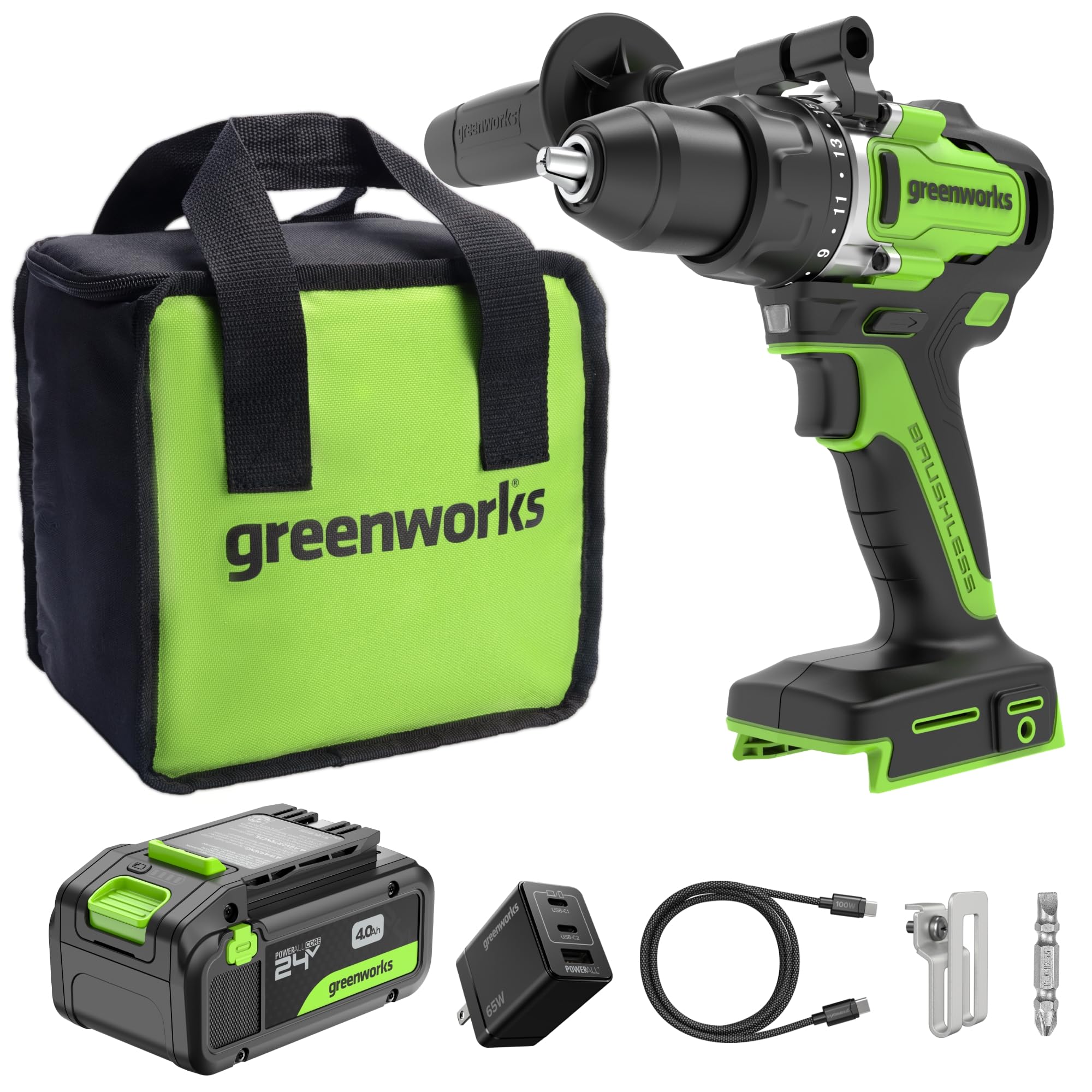 GREENWORKS 24V 1/2 Inch Brushless Cordless Drill
