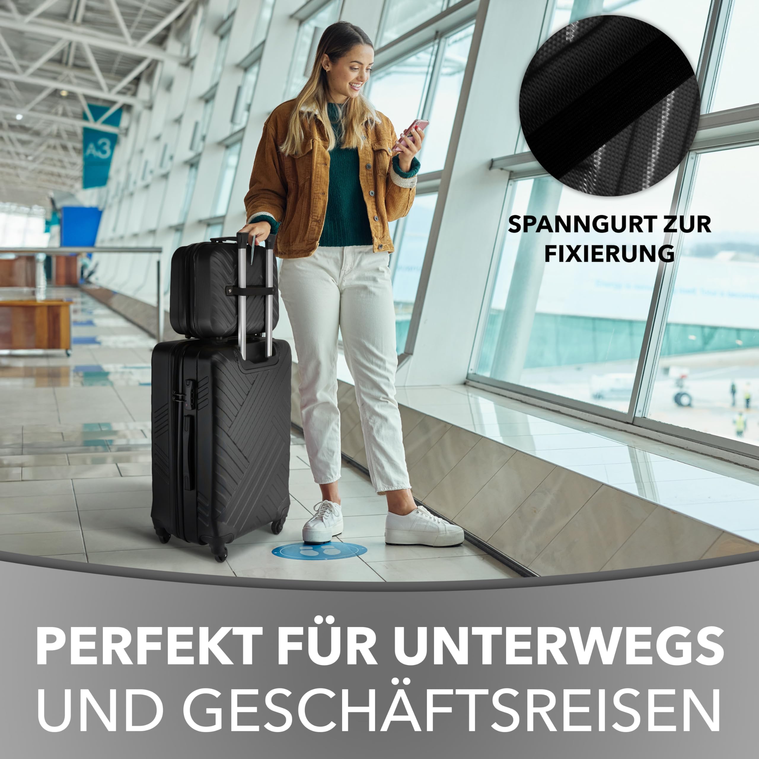 Xonic Design Kosmetikkoffer aus ABS Hartschale – Robustes Beautycase als Handgepäck – Kosmetiktasche für Reisen Schwarz