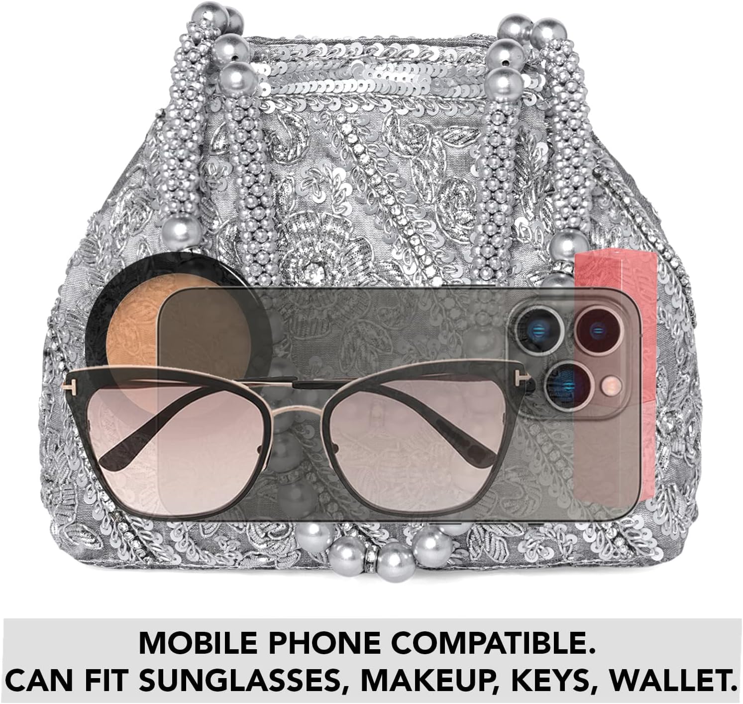 Aheli Potli Bag Gift for Women Handmade Evening Wristlet Handbags Stylish Bridal Purse Fashion Bag