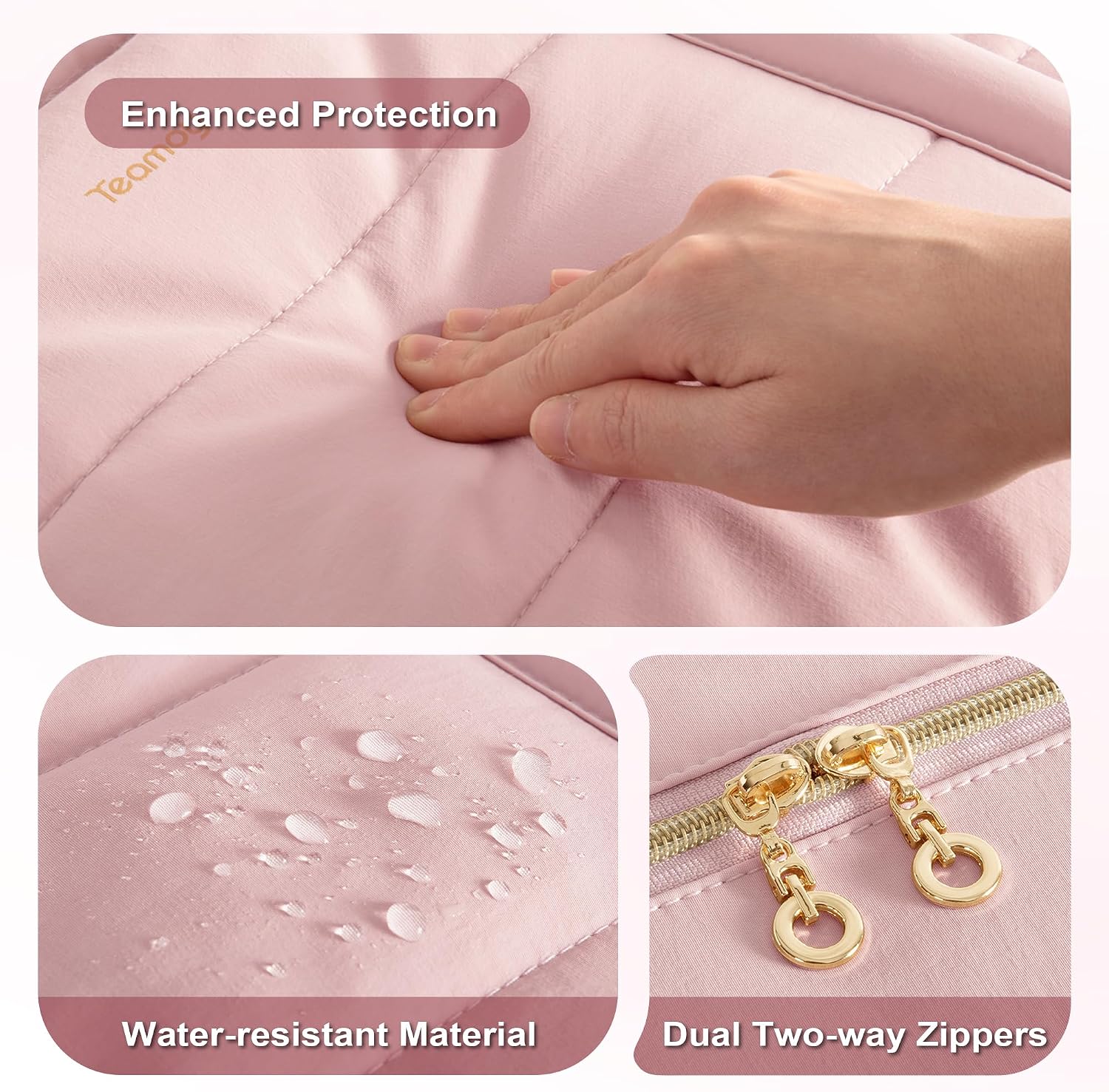 Teamoy Puffer Sewing Machine Carrying Case, Sewing Machine Tote for Most Standard Sewing Machines and Accessories, Pink