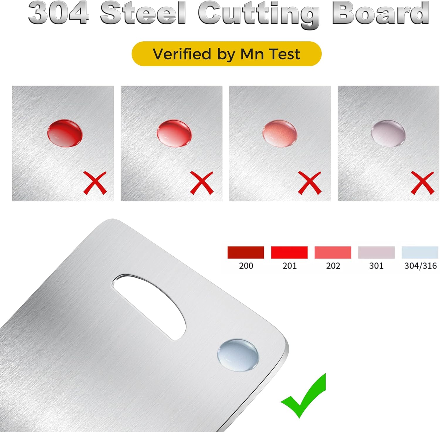 URMONA 3 PCS 304 Stainless Steel Cutting Board For Kitchen, Non-Staining&Odor-Free, Burr-Free Edges, Dishwasher Safe, Non Toxic Cutting Board（S+M+L） - Image 5