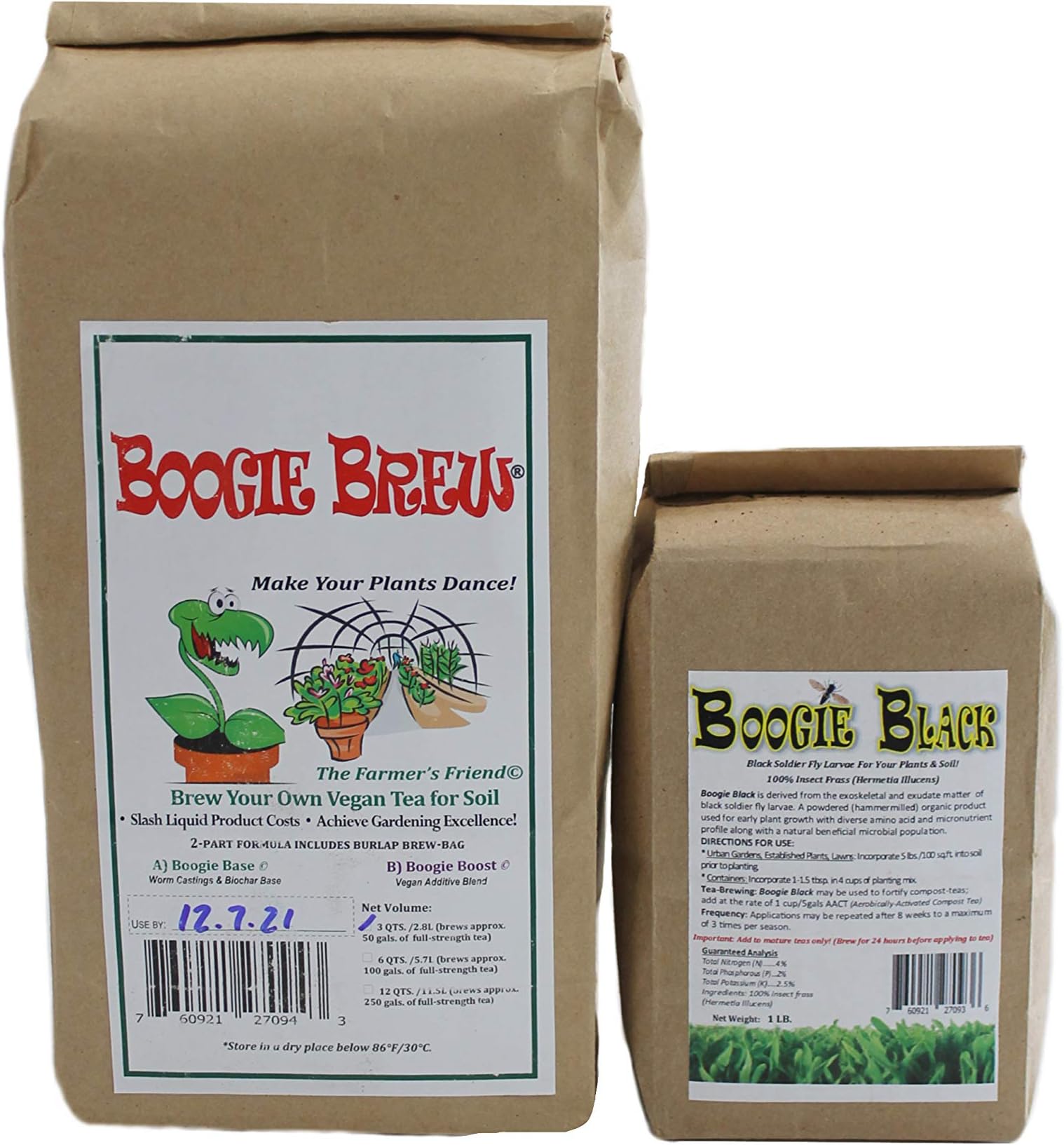 Boogie Brew Compost Tea 2 Part Formula, 3 Pounds. The Organic Compost Tea Fertilizer That Combines 17 Powerful Ingredients and 1 Pound Boogie Black Bundle