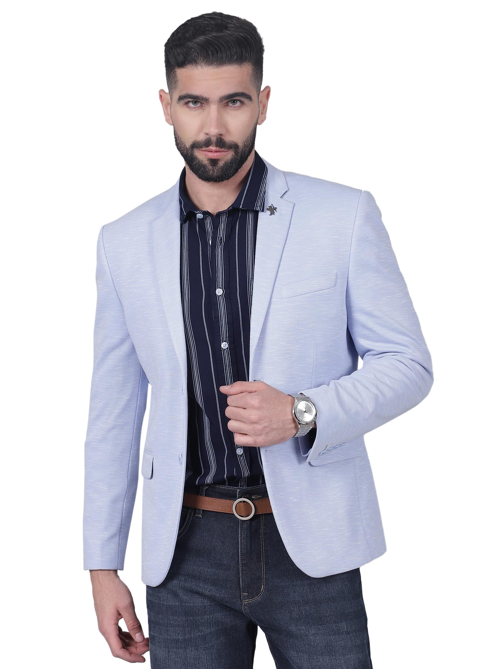 cantabil Men's Self Design Notched Lapel Collar Single Breasted Casual Blazer (P_MBZC00082)-picture-17