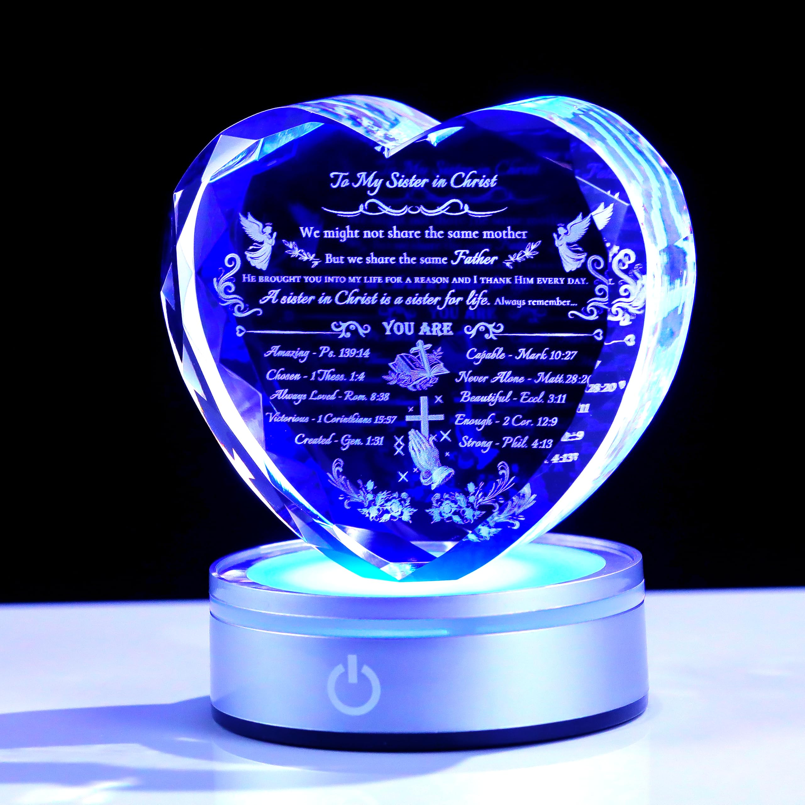 Christian Gifts for Women-3D Crystal Heart Plaque Bible Verse Decorations