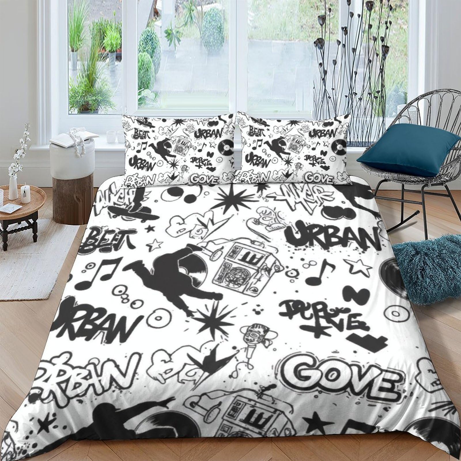 Ctjqhvkz Style-5 3D Printed Graffiti Art Fitted Sheet Microfiber Urban Street Style Bed Cover For Bedroom Dorm Mattress Protection Decor Single（135X200cm）