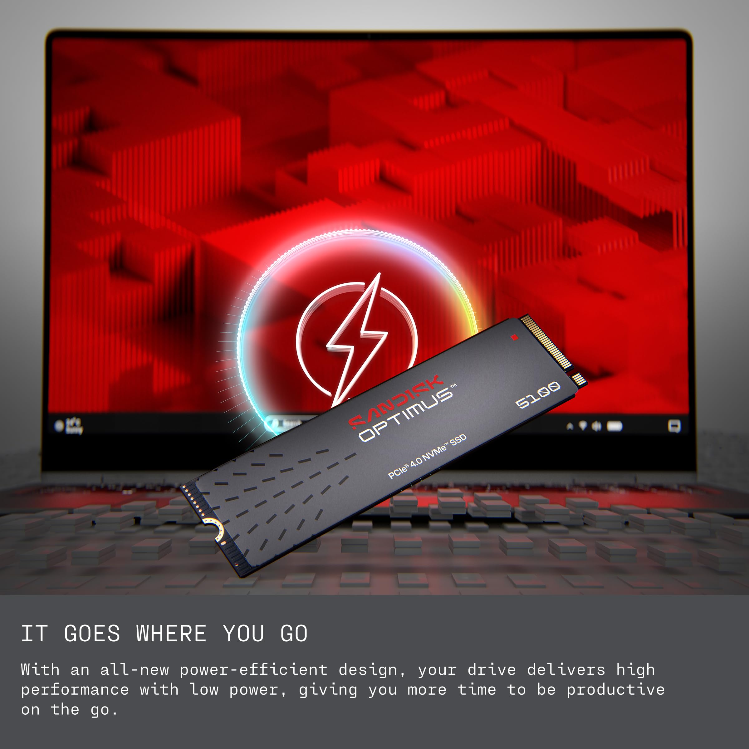 SANDISK Optimus 5100 NVMe SSD 500 GB (prędkości odczytu/zapisu do 7100 MB/s/6700 MB/s, M.2 2280, PCIe 4.0x4)