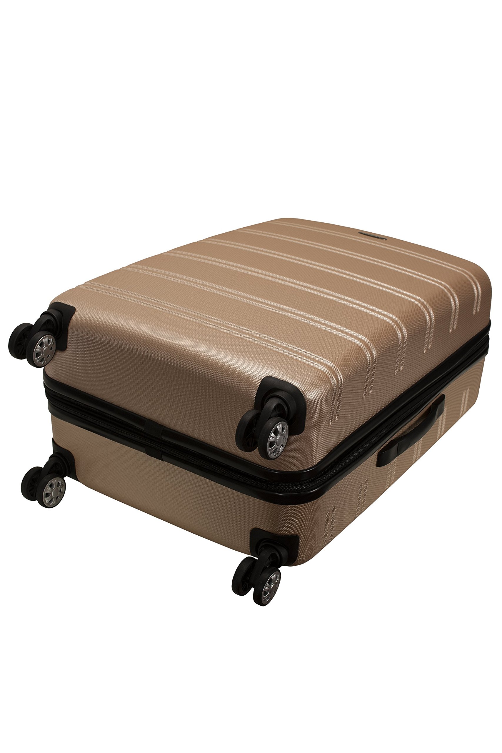 Rockland Melbourne Hardside Expandable Spinner Wheel Luggage, Champagne, Checked-Large 28-Inch