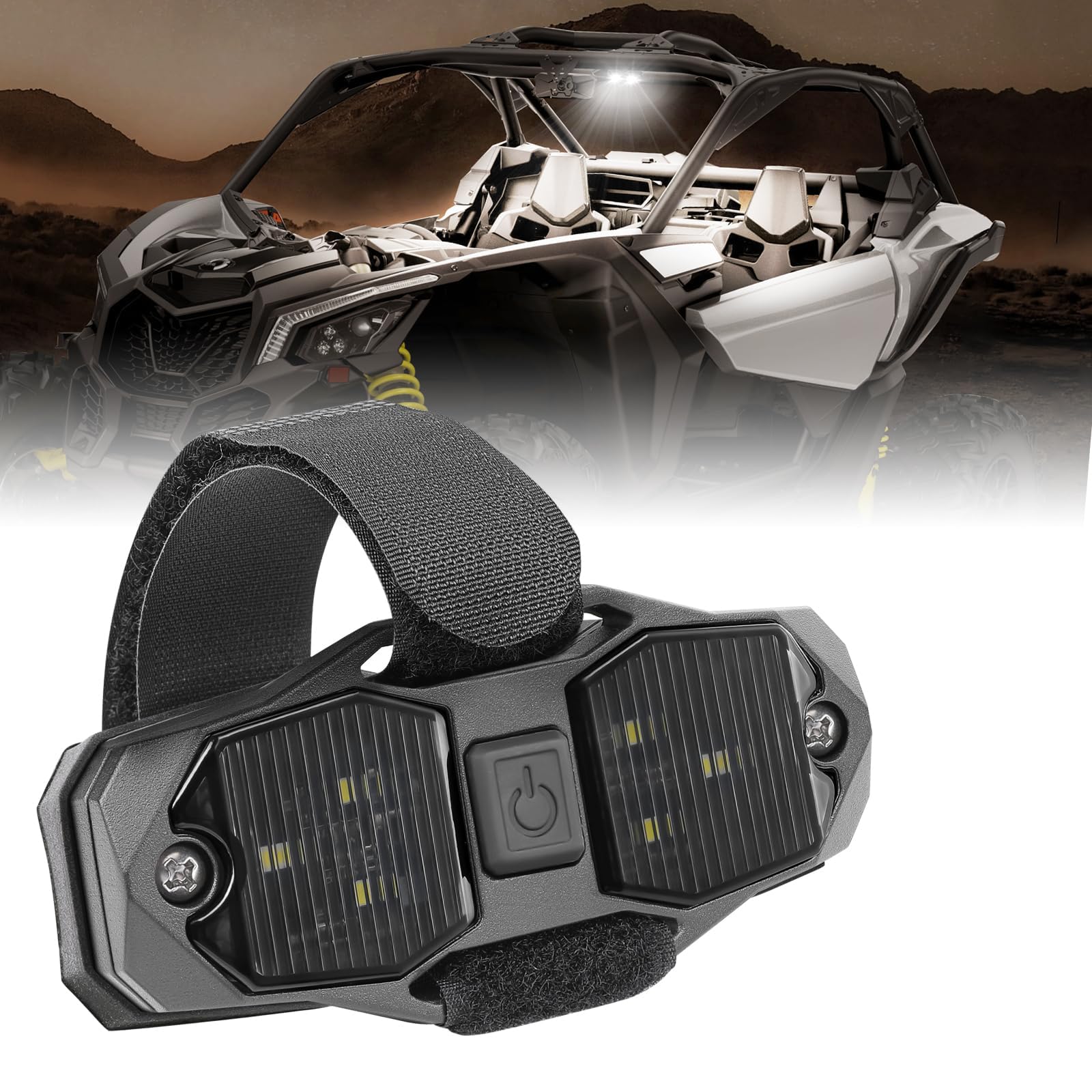 UTV Dome Light, Universal UTV Interior Light with Roll Bar Mount, LED Dome Light Utility Roll Cage Light, Cab light, Map Light for UTV, Polaris, RZR, Truck, Off Road Car, Golf Cart, Tractor Boat