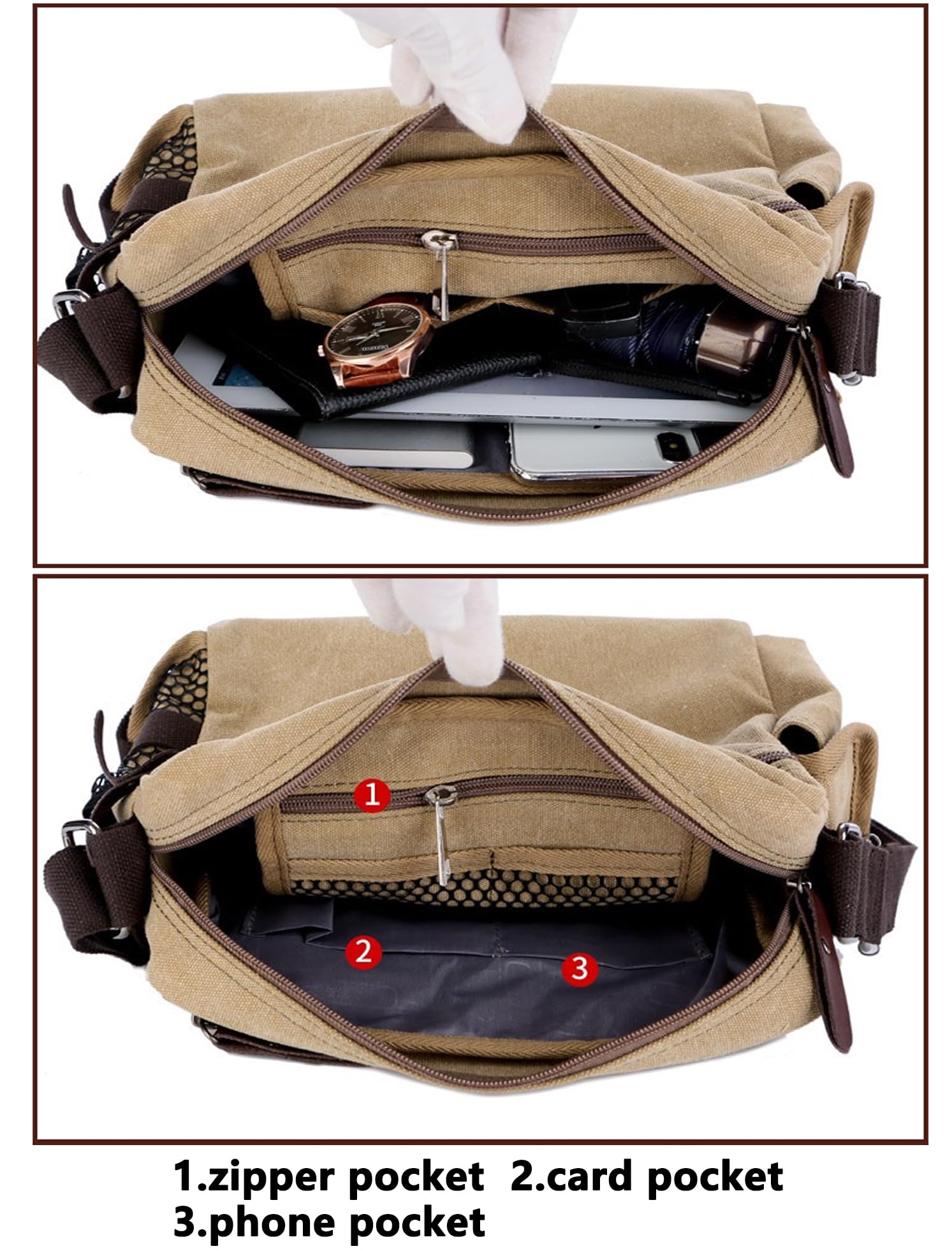 Bolso bandolera para hombre, bandolera de lona estética