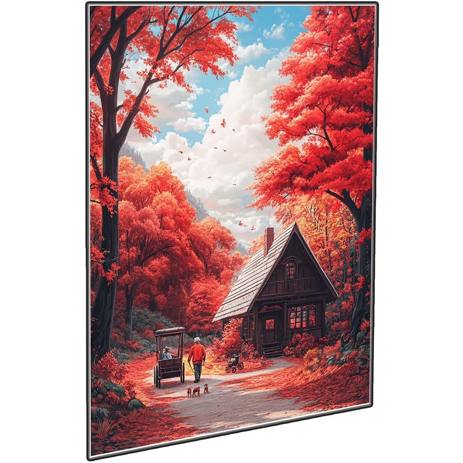 Jesienne malowanie diamentami kompletny zestaw, DIY krajobraz diamentowy duży 110 x 80 cm, 5D diamenty kryształowe sztuka haft krzyżykowy zestaw artystyczny, DIY obrazy diamentowe malowanie dekoracja
