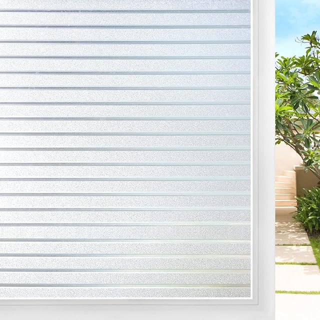 DOWELL Window Film Privacy Film for Glass Windows 44.5x200cm, Frosted Film Window Stained Glass, Opaque Window Film Self Adhesive Glass Film Decorative Covering Office Bathroom Home Temporary Blinds