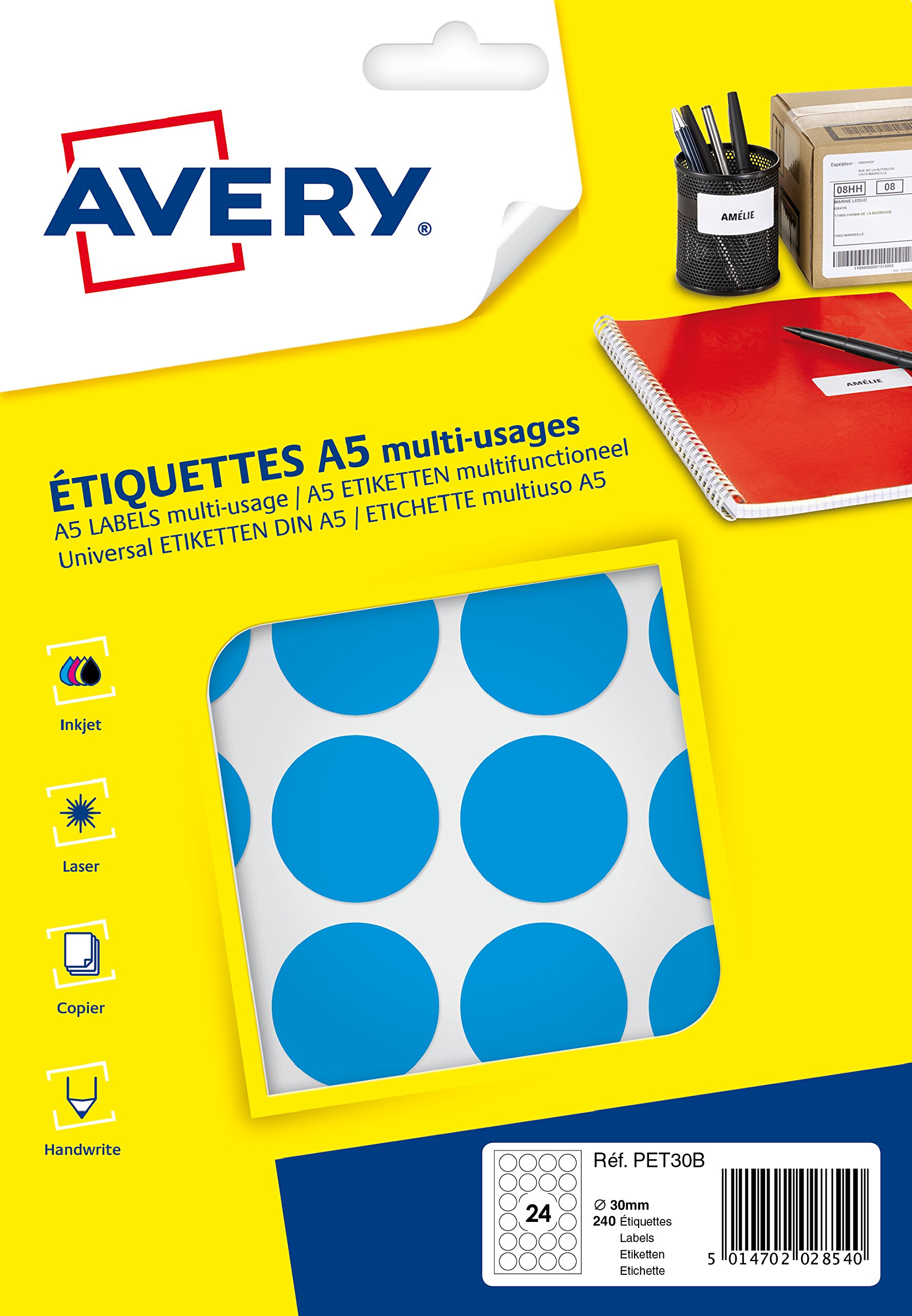 Avery pet30b 240 Tablets Case Diameter 30 mm Blue