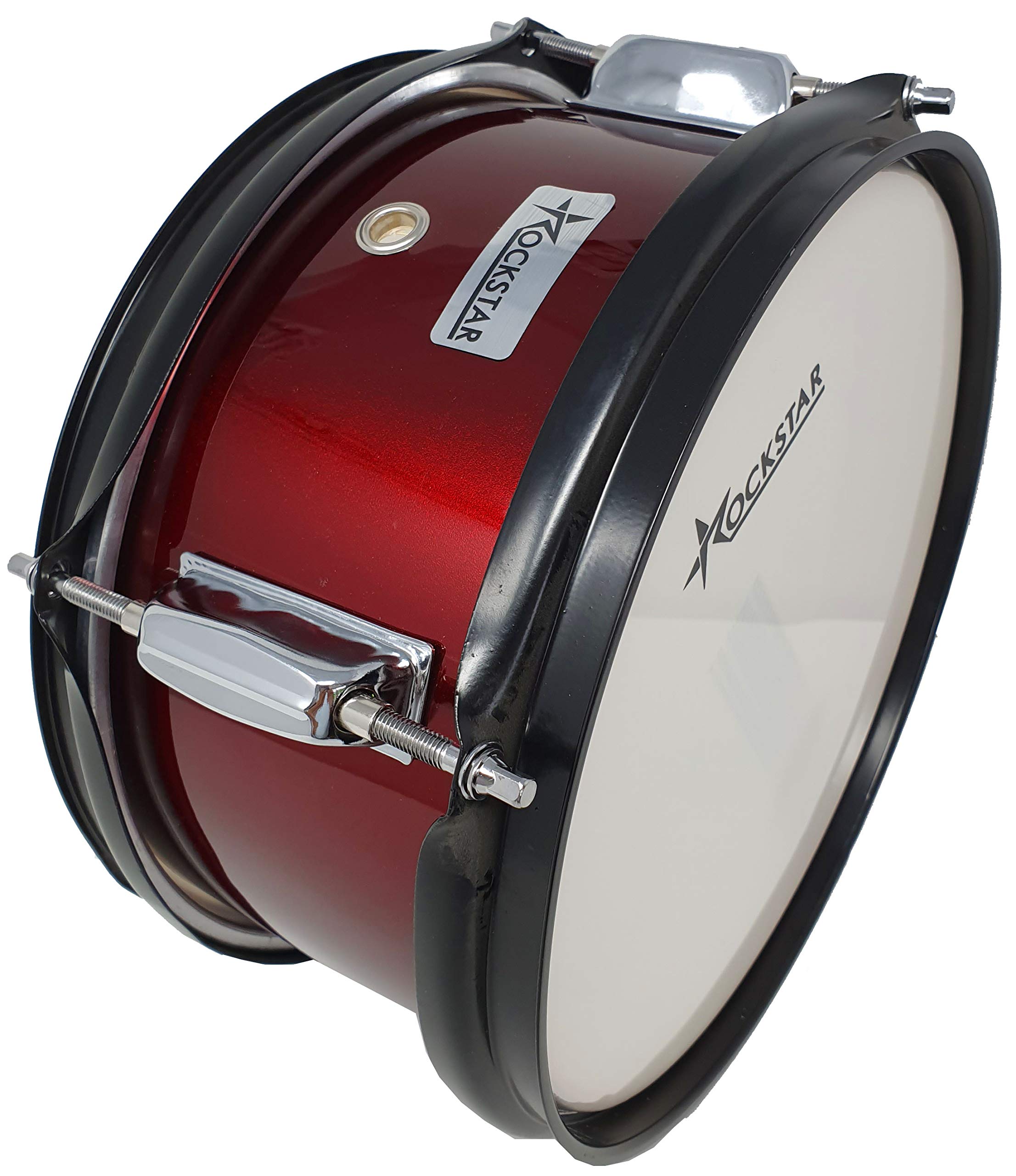 ROCKSTAR - Caja de Marcha en Madera Afinable JINBAO 1055WR-4054 Tambor Incluye Correa y Baquetas, Instrumento Musical de Percusión, Parche afinable y bordonero. 26cm Diametro y 13cm Altura