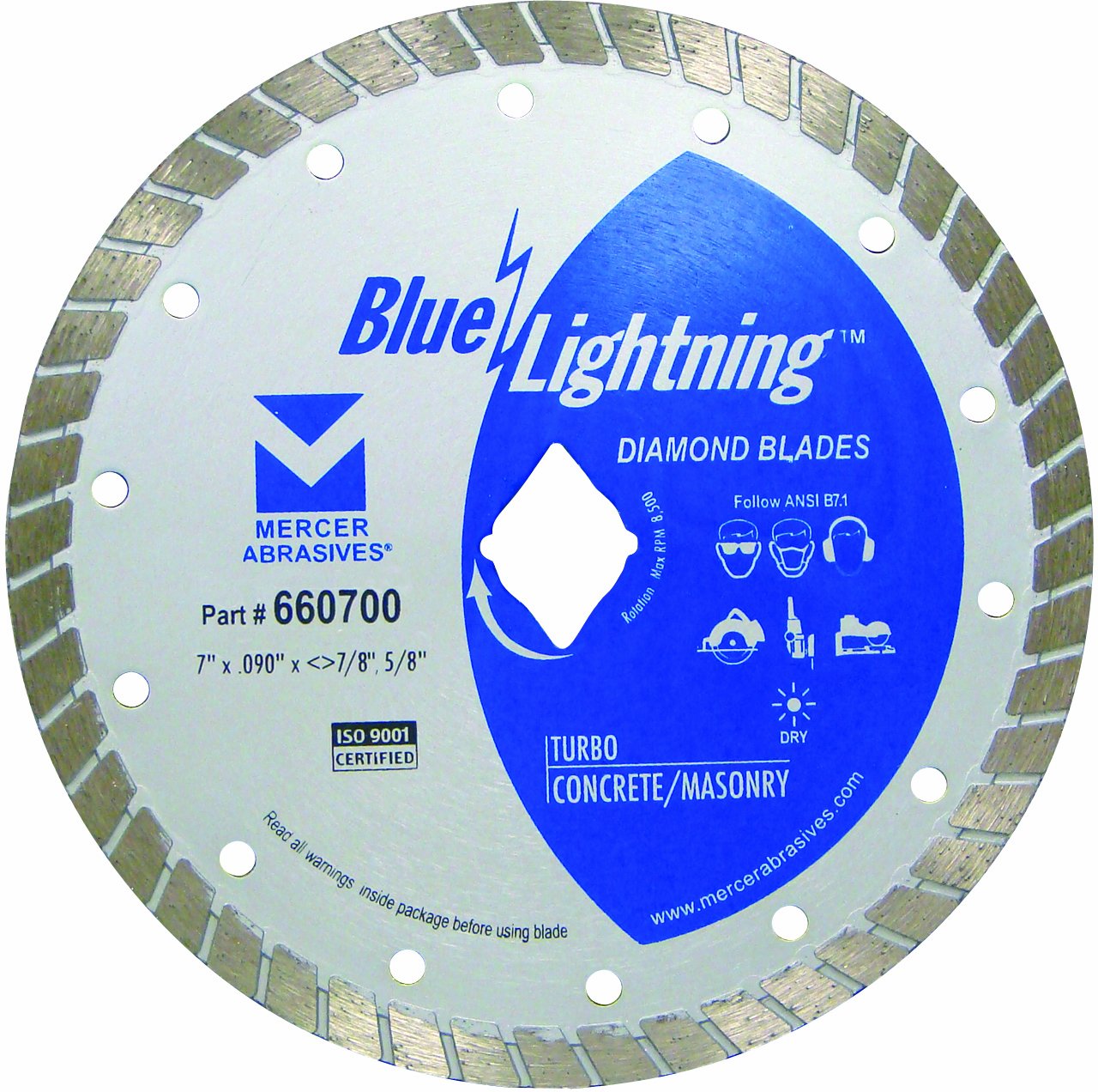 Industries 660700 Blue Lightning Turbo Diamond Blade, 7-Inch