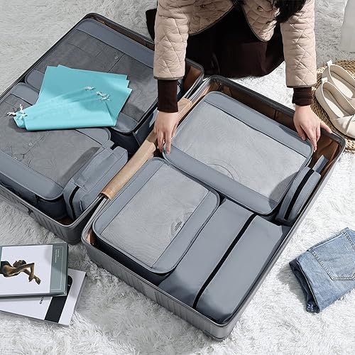 Miniatura 7 de Easortm - Cubos de equipaje para maletas, organizadores de maleta para artículos esenciales de viaje, organizador de equipaje con bolsa para