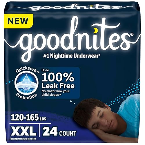 Goodnites Boys' Nighttime Underwear, Size XXL (120-165 lbs), 24 Ct (2 Packs of 12), Packaging May Vary - XX-Large - 24