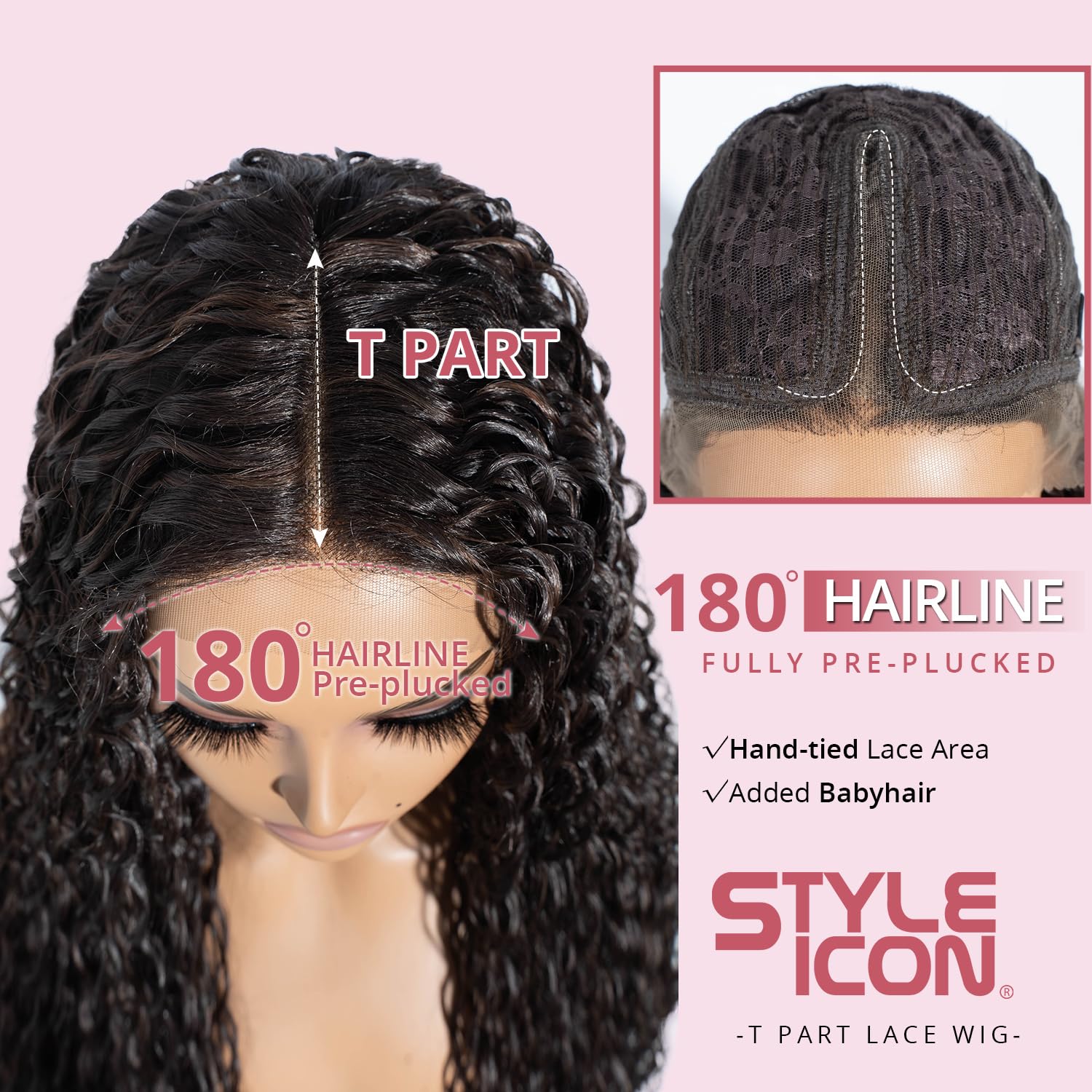 Style Icon Super Long Curly Synthetic Lace Front Wigs for Women 38 inch Dark Brown T Part Lace Deep Wave Wigs Pre Plucked Hairline with Baby Hair (F5/6A) - Image 2