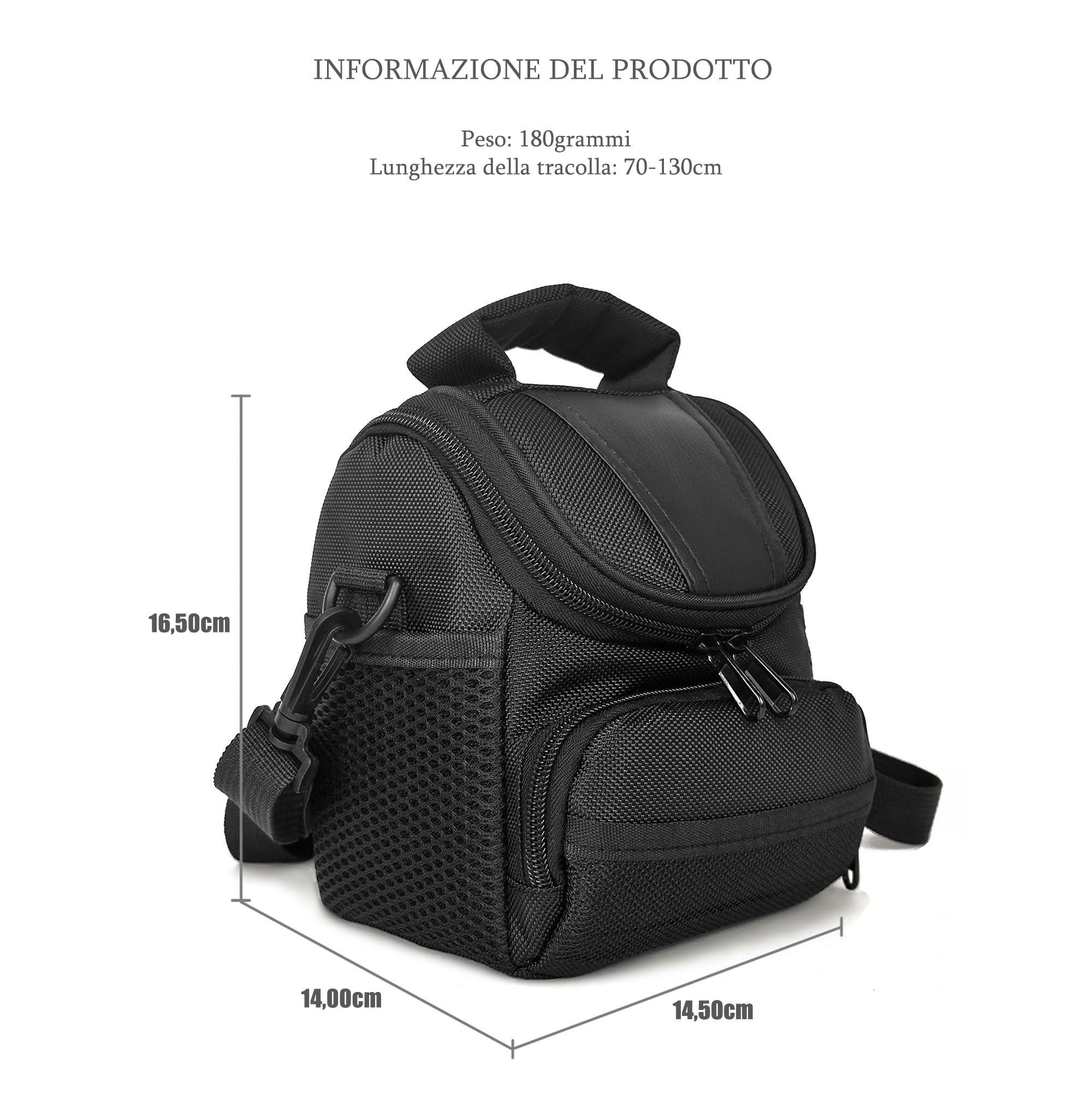 Borsa Fotografica SLR Borsa Macchina Fotografica Custodia Fotocamera per Reflex Compatta Videocamera a Stile Fondina Resistente agli Urti Tracolla Regolabile Nero km22